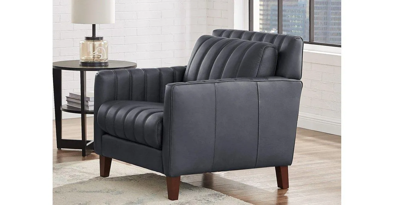 Ennis Leather Sofa Collection, Midnight Gray
