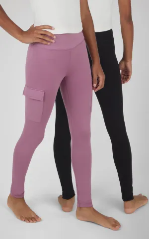 Girls 2 PK Interlock Everyday Cargo and Basic Legging