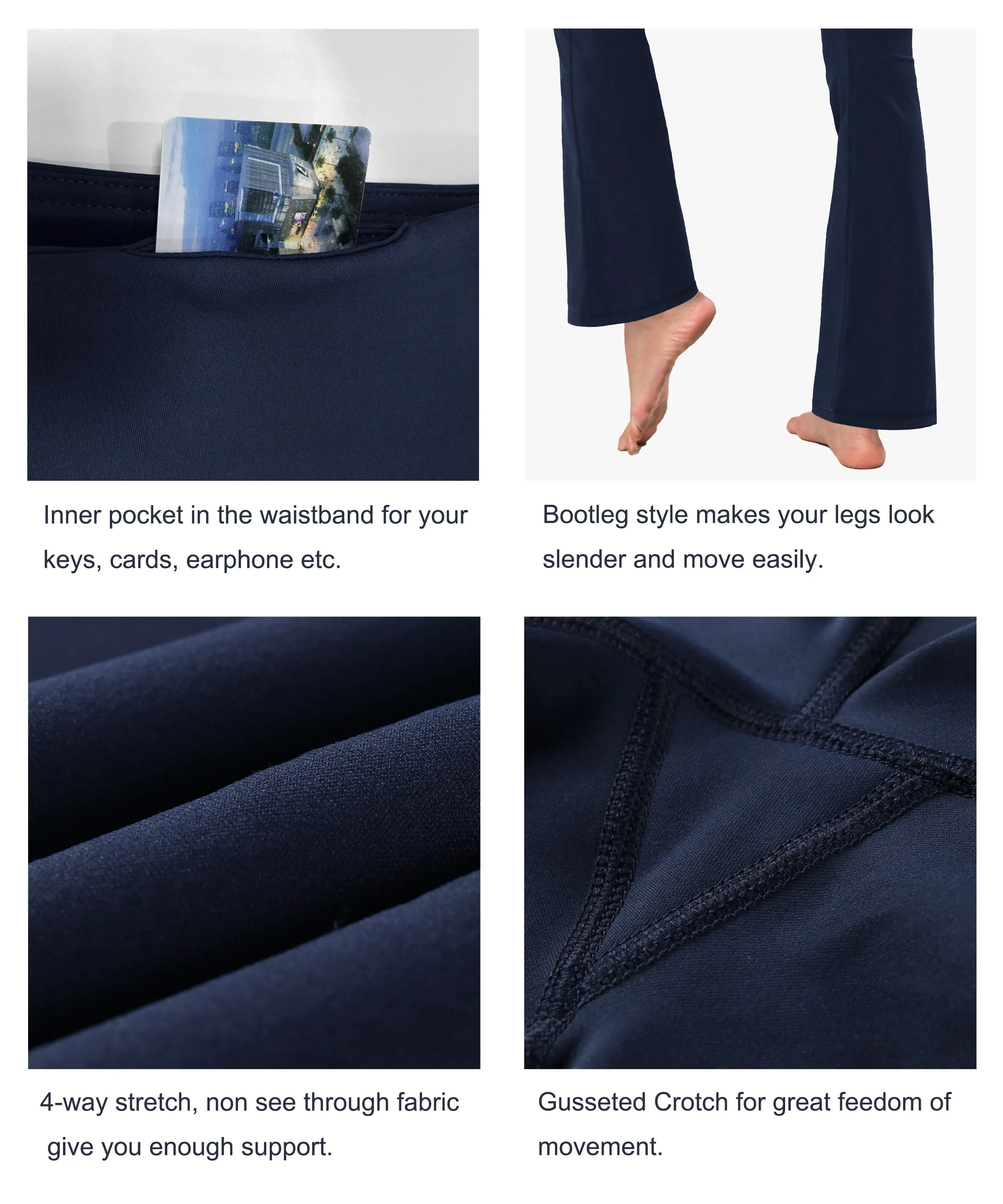 High Waist Bootcut Leggings navyblue_yoga