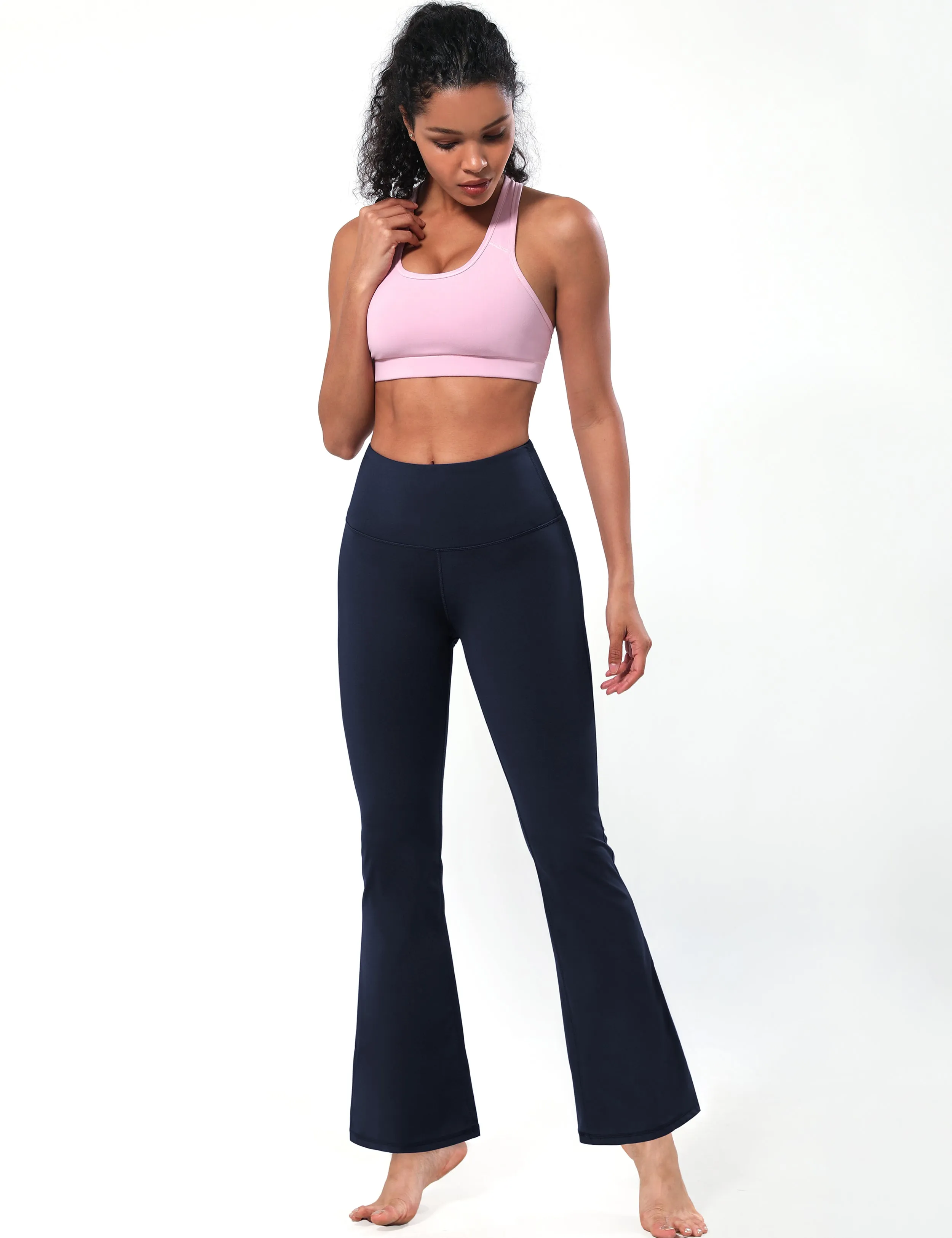 High Waist Bootcut Leggings navyblue_yoga