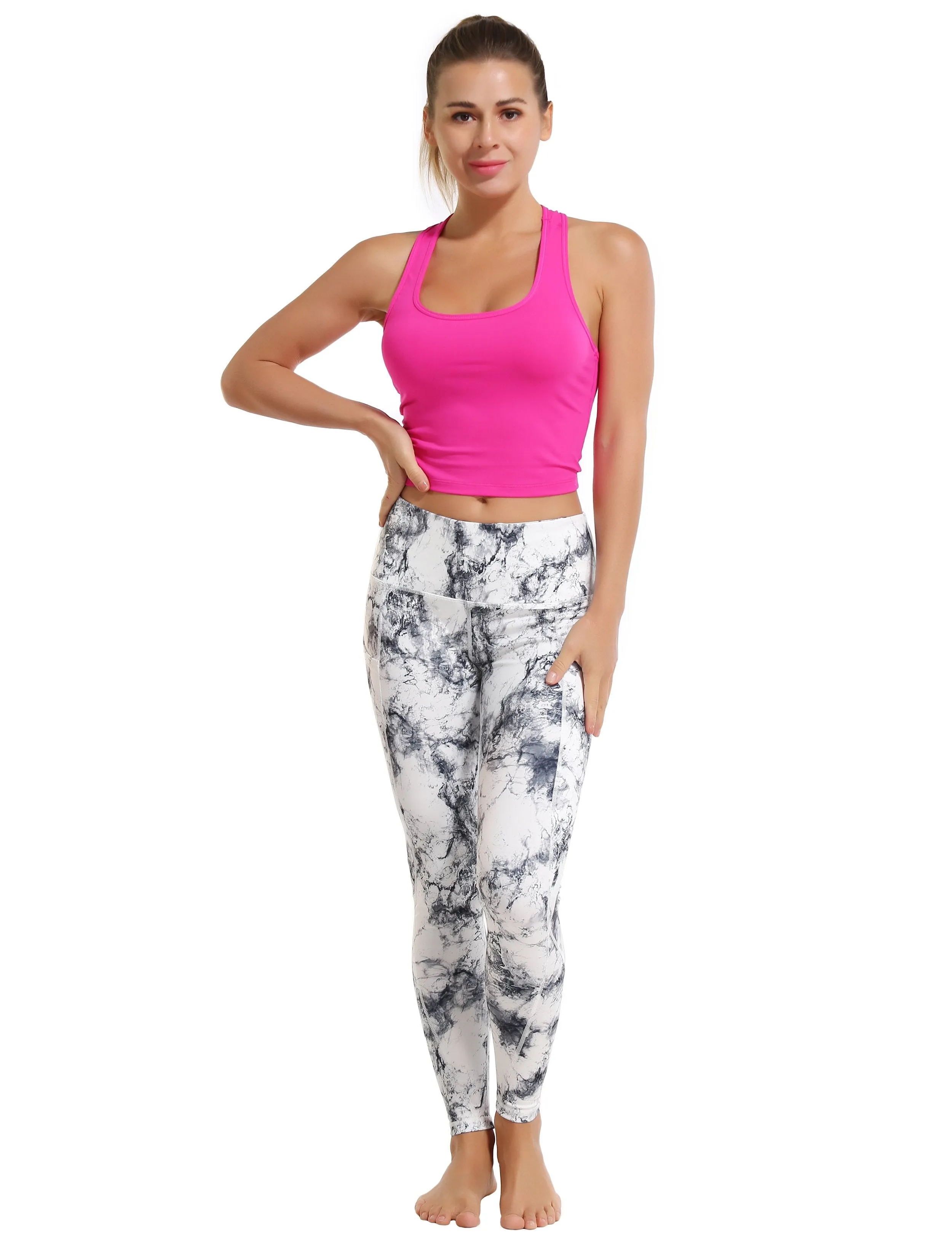 High Waist Side Pockets Yoga Pants arabescato ins_yoga