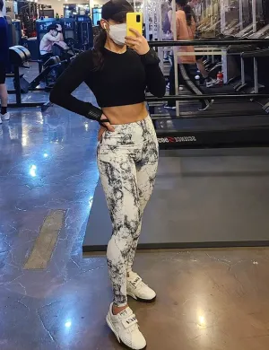 High Waist Side Pockets Yoga Pants arabescato ins_yoga