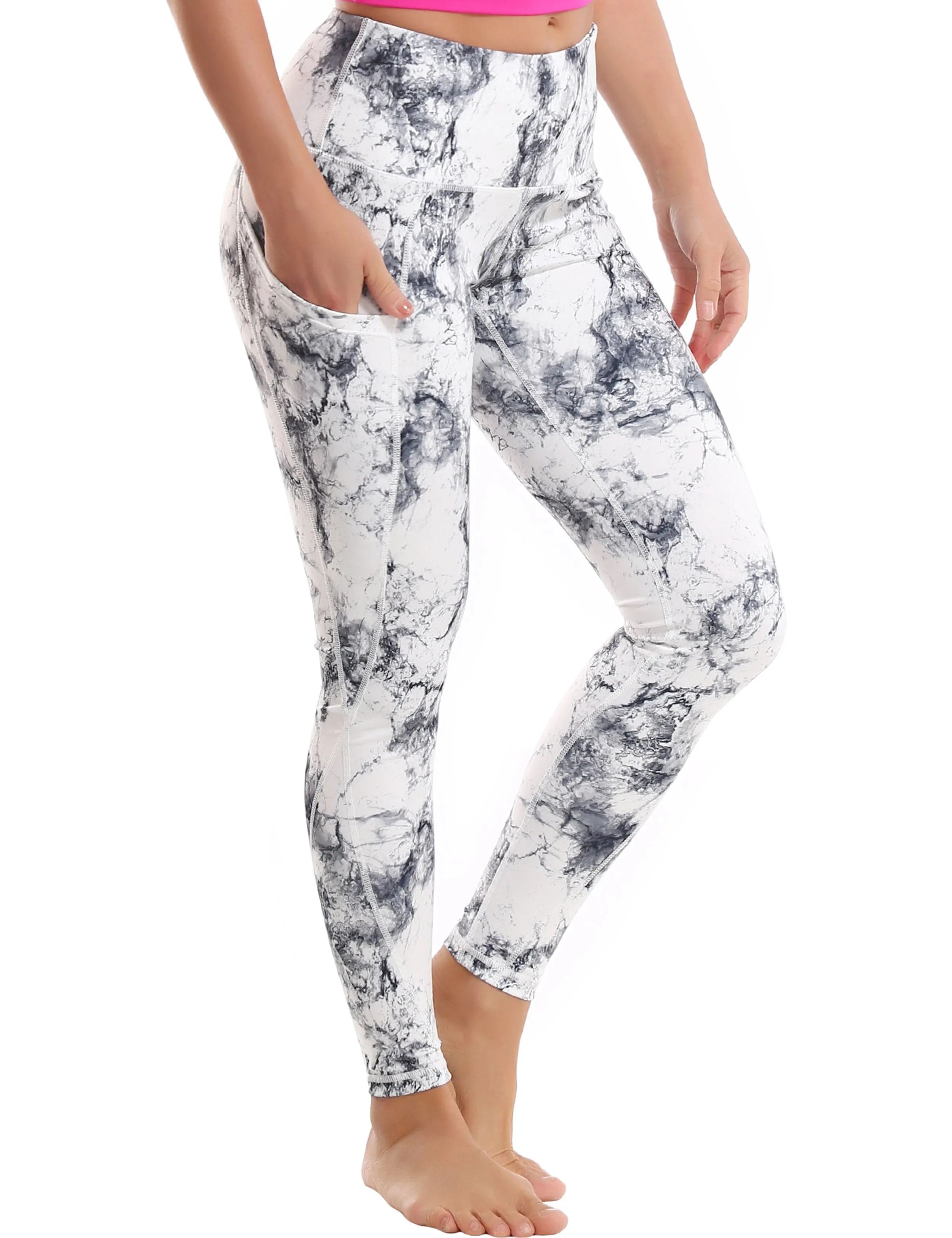 High Waist Side Pockets Yoga Pants arabescato ins_yoga