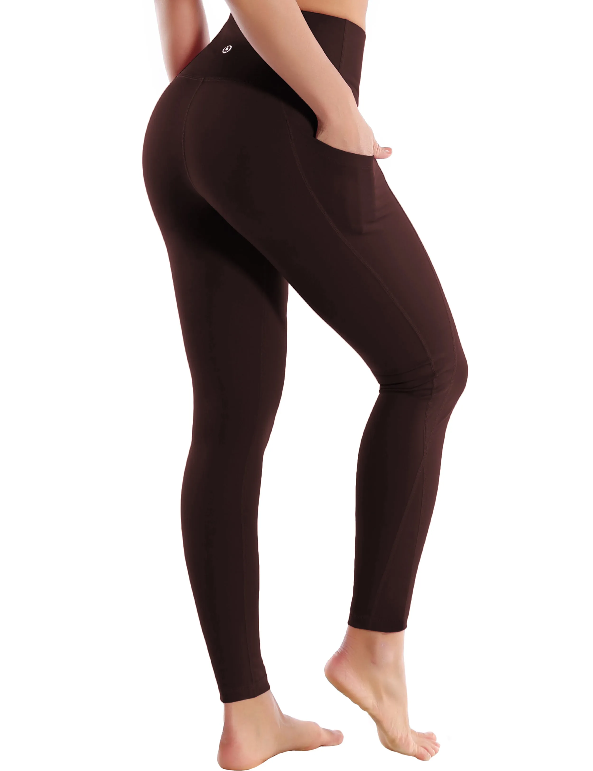High Waist Side Pockets Yoga Pants mahoganymaroon_yoga