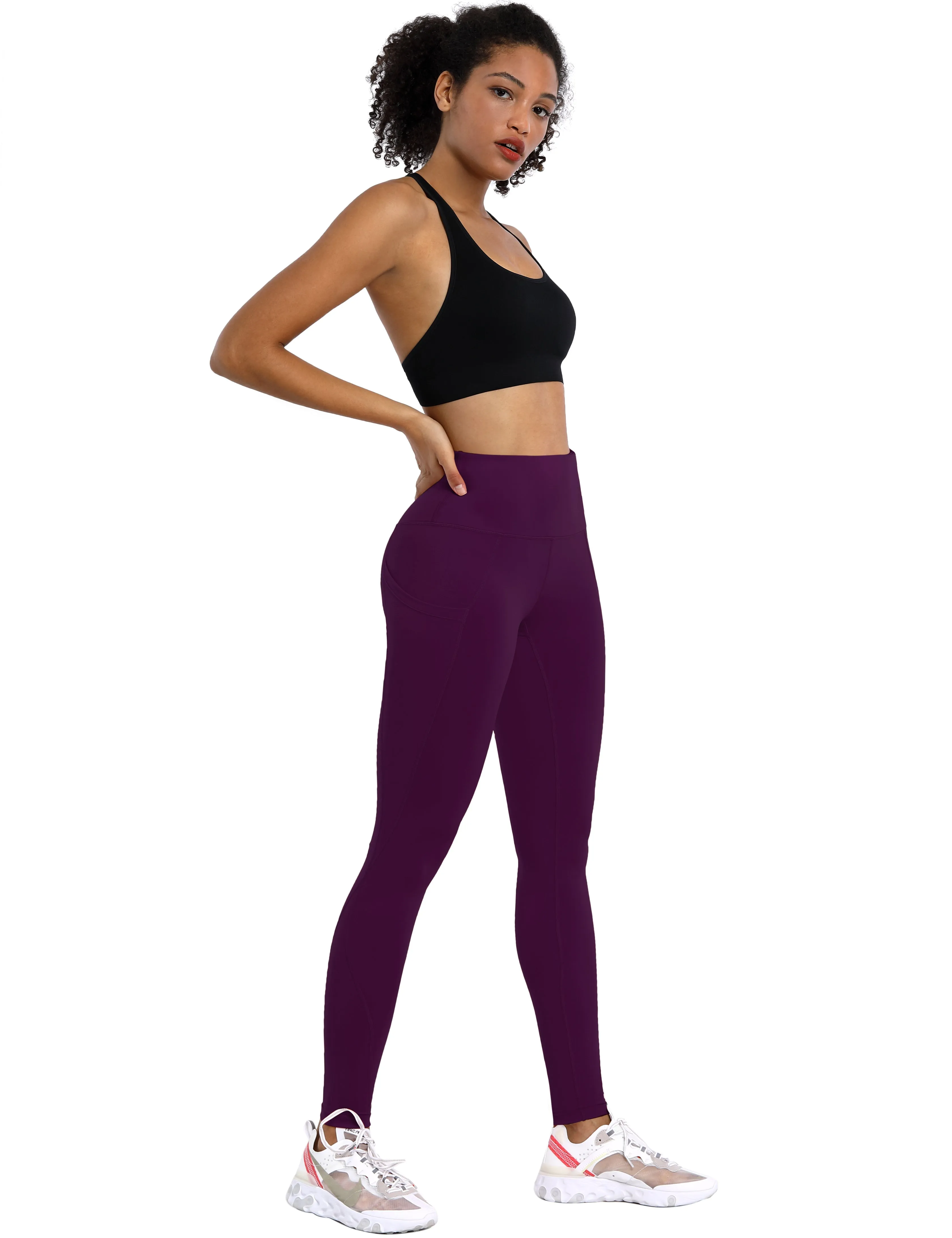 High Waist Side Pockets Yoga Pants plum_yoga