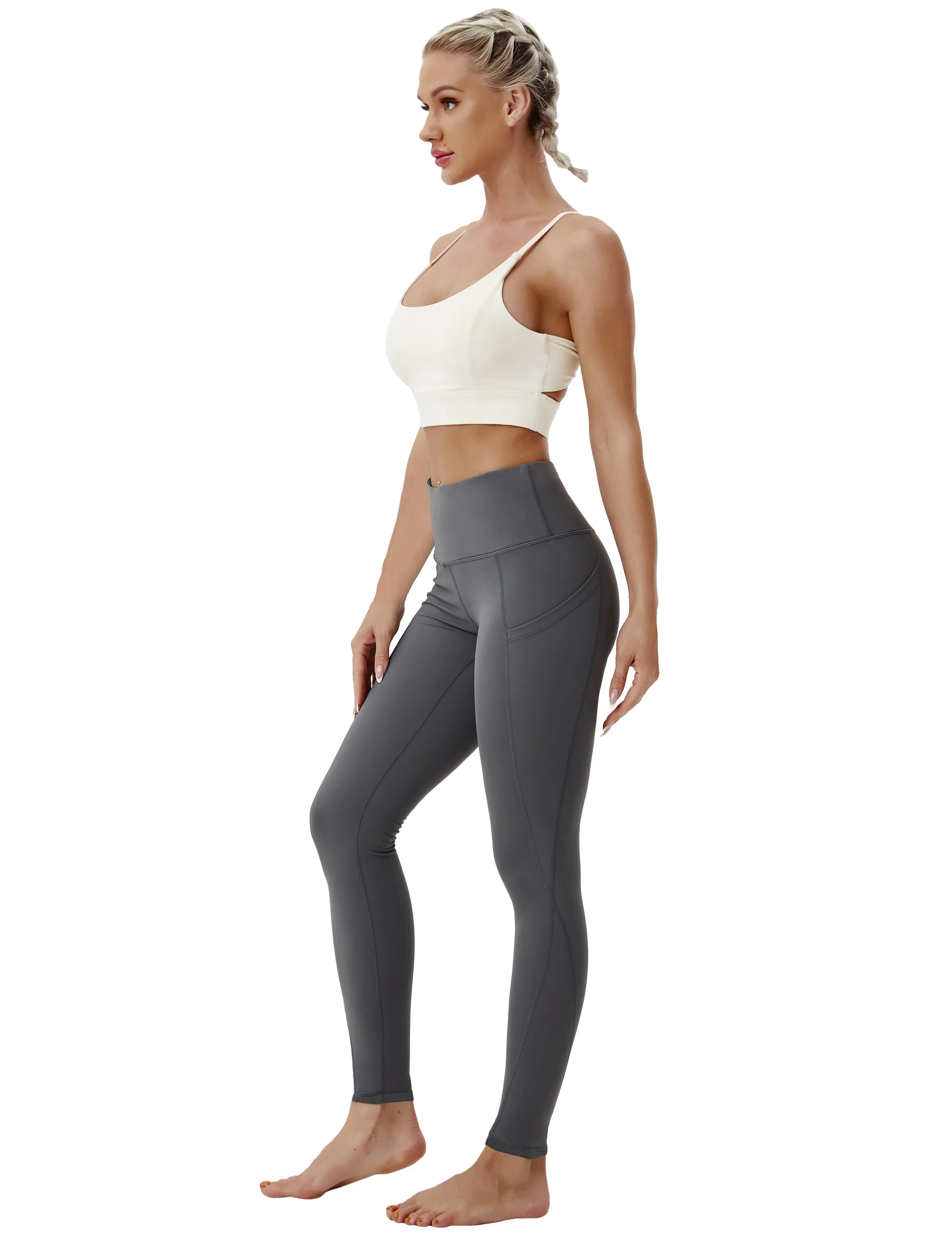 High Waist Side Pockets Yoga Pants shadowcharcoal ins_yoga