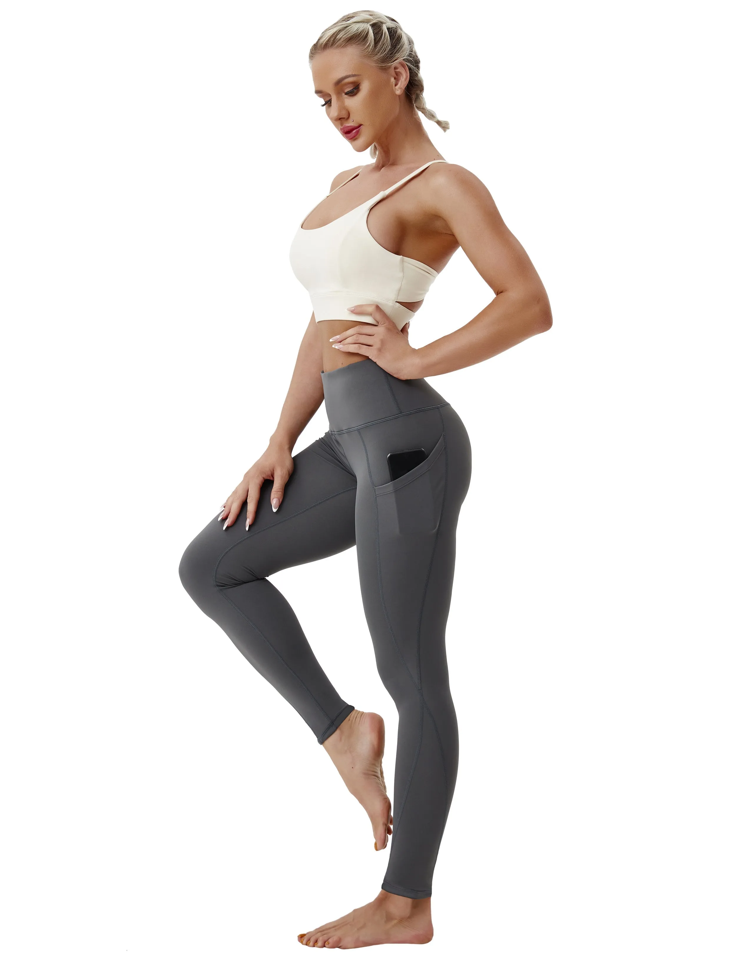High Waist Side Pockets Yoga Pants shadowcharcoal ins_yoga
