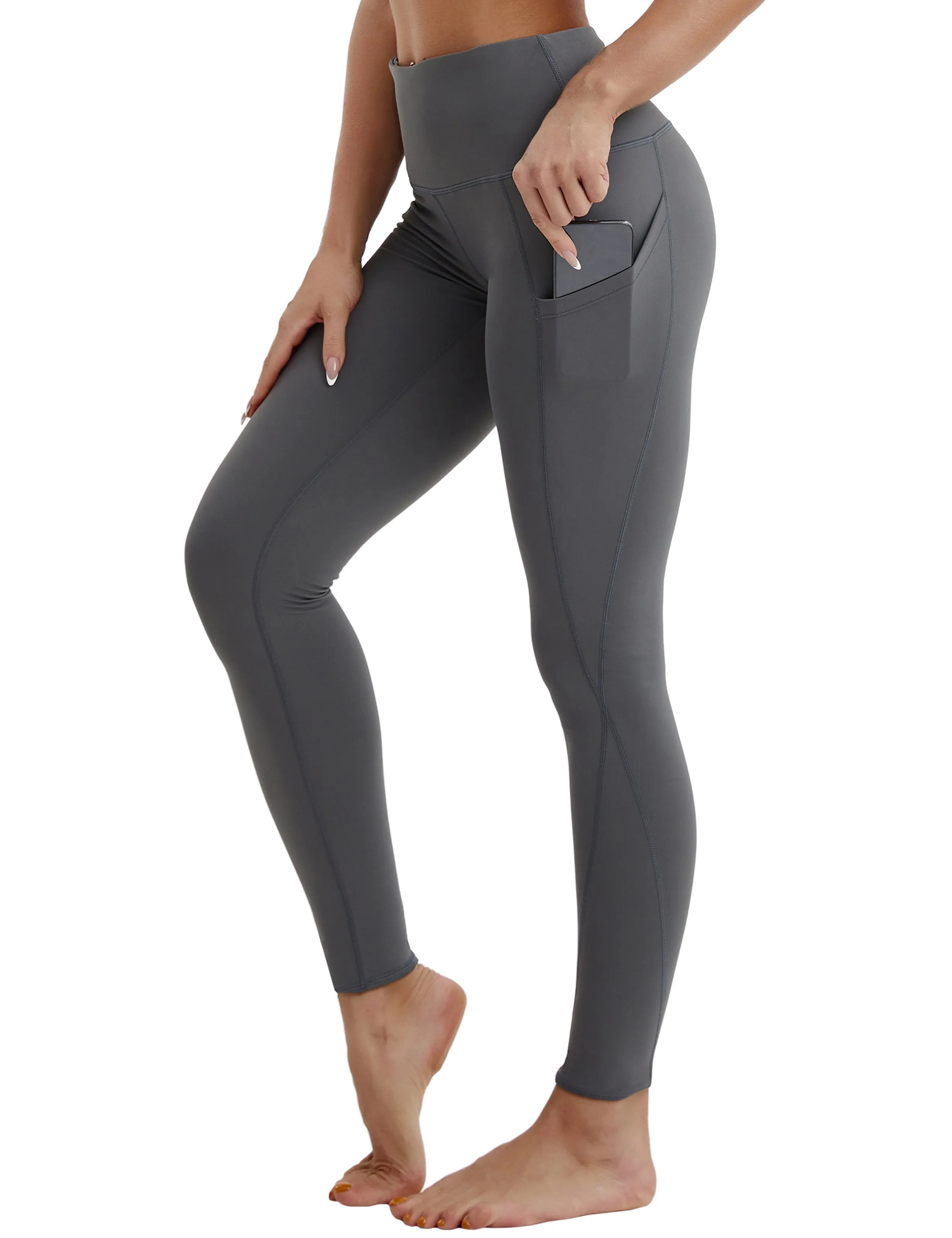 High Waist Side Pockets Yoga Pants shadowcharcoal ins_yoga