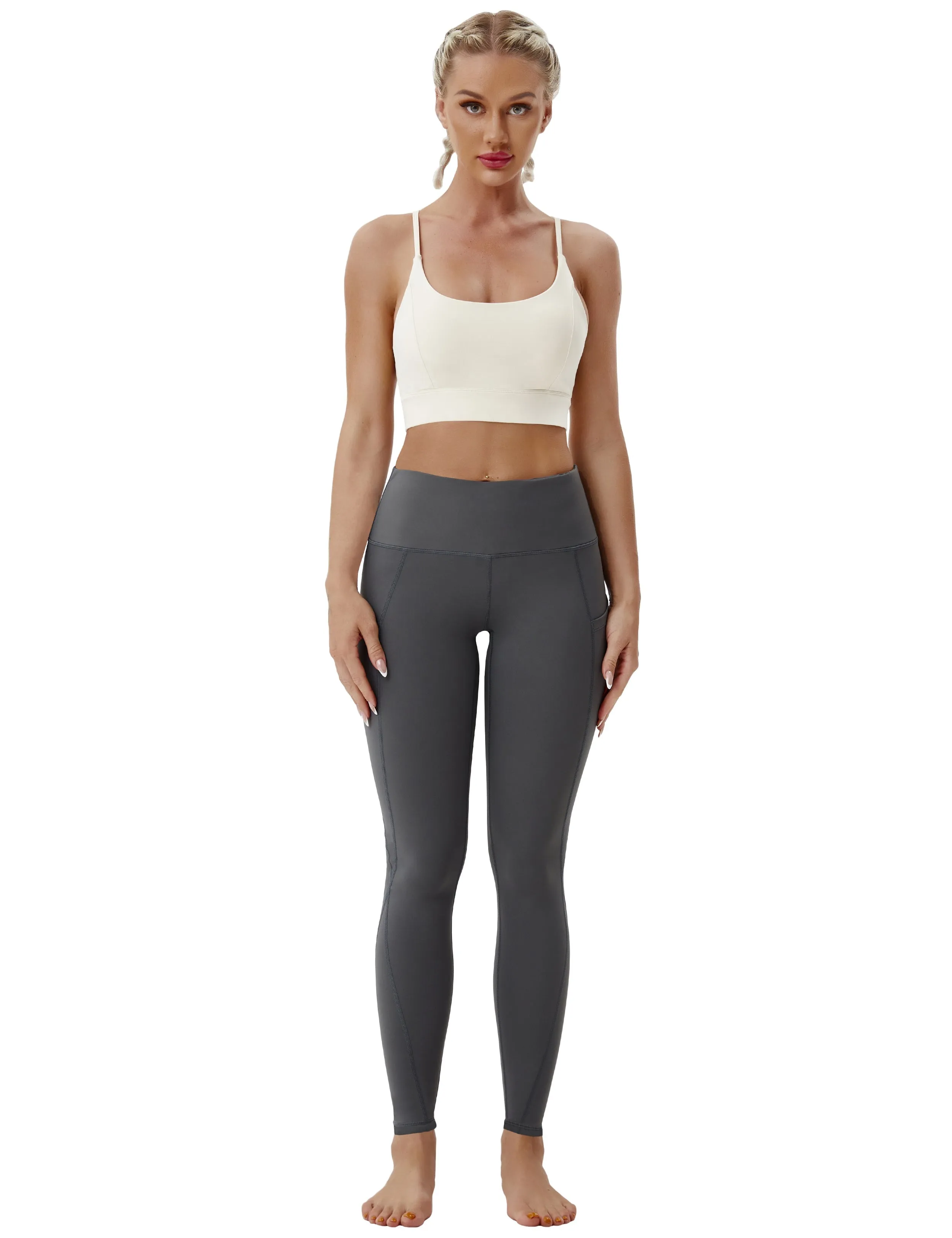 High Waist Side Pockets Yoga Pants shadowcharcoal ins_yoga