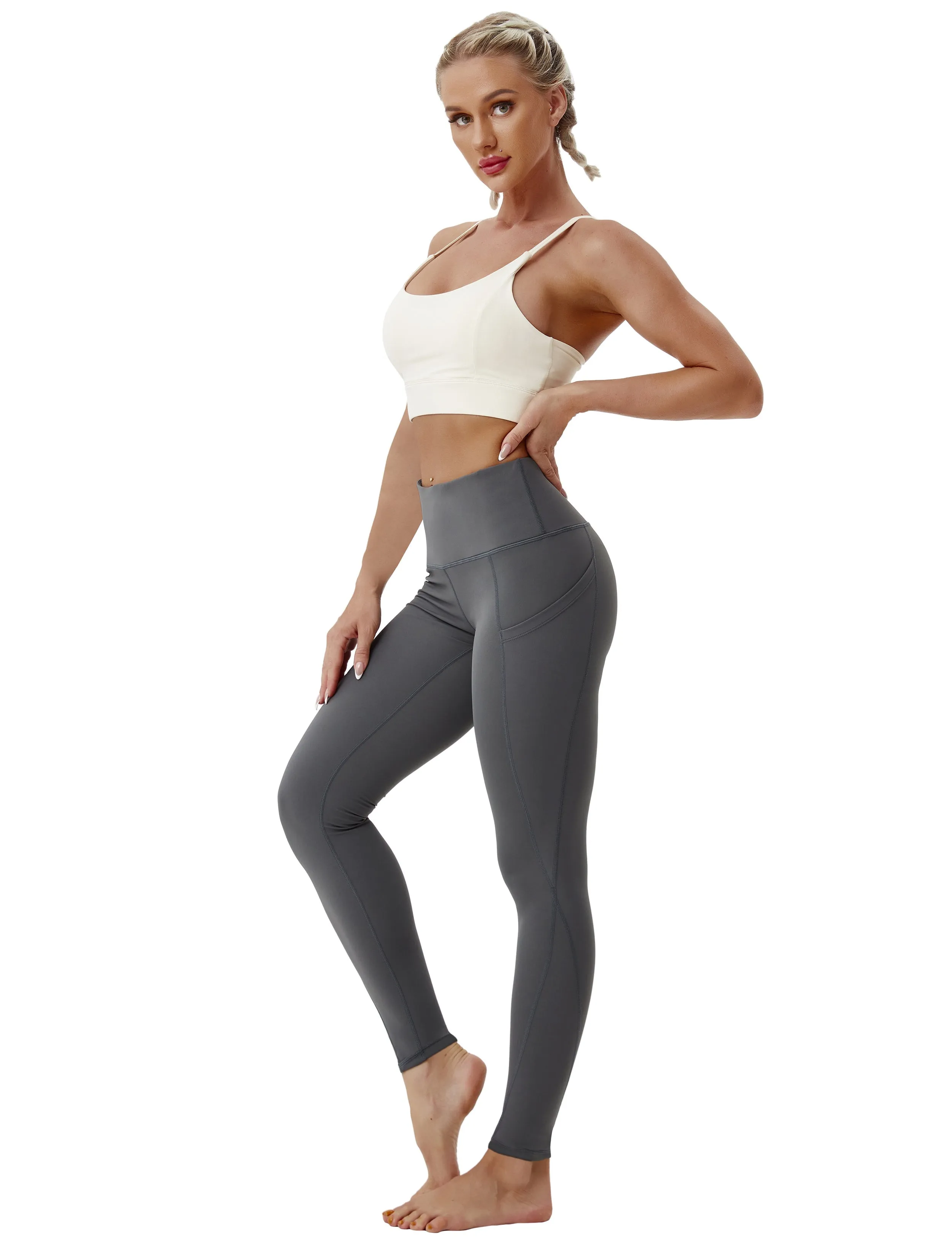 High Waist Side Pockets Yoga Pants shadowcharcoal ins_yoga