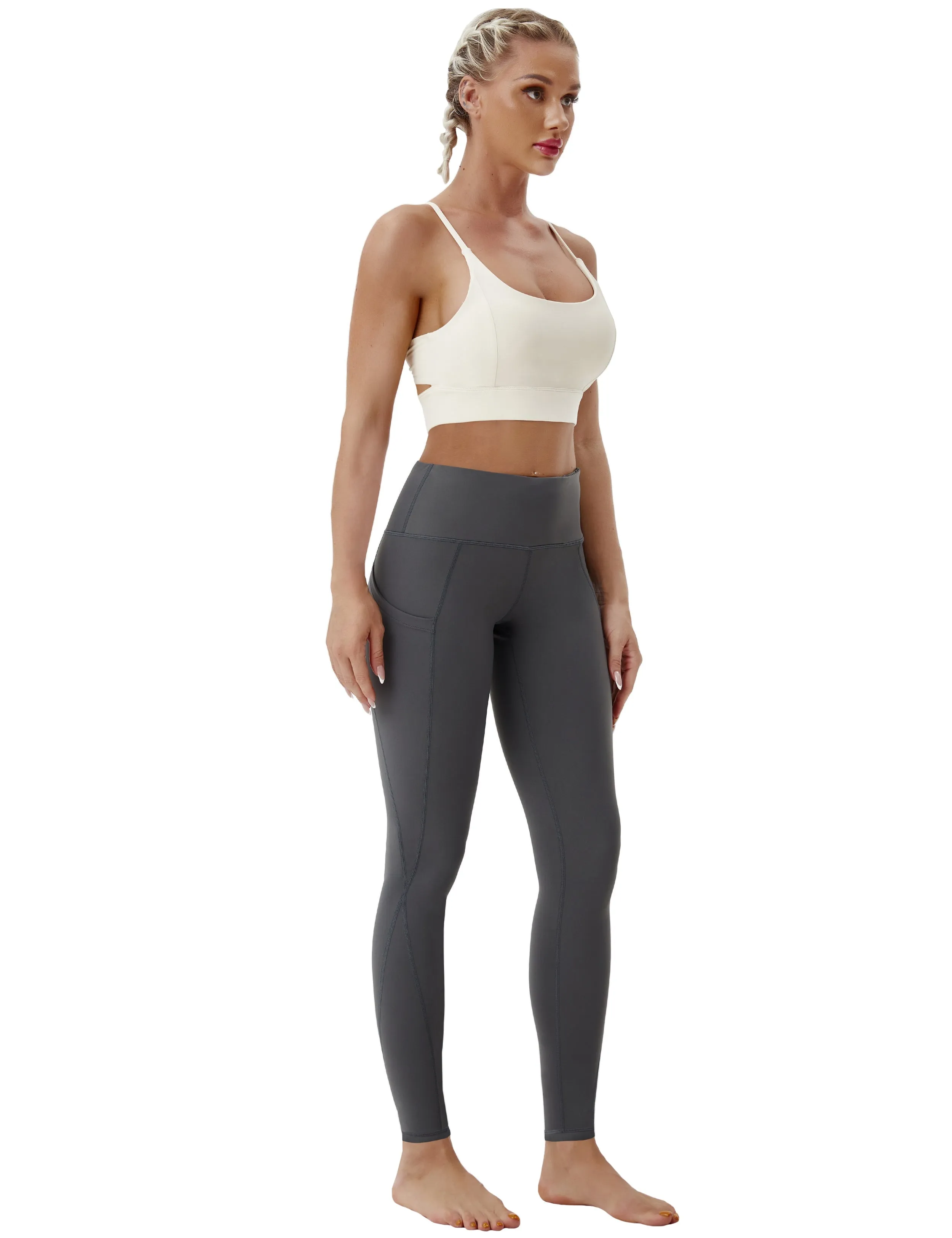 High Waist Side Pockets Yoga Pants shadowcharcoal ins_yoga