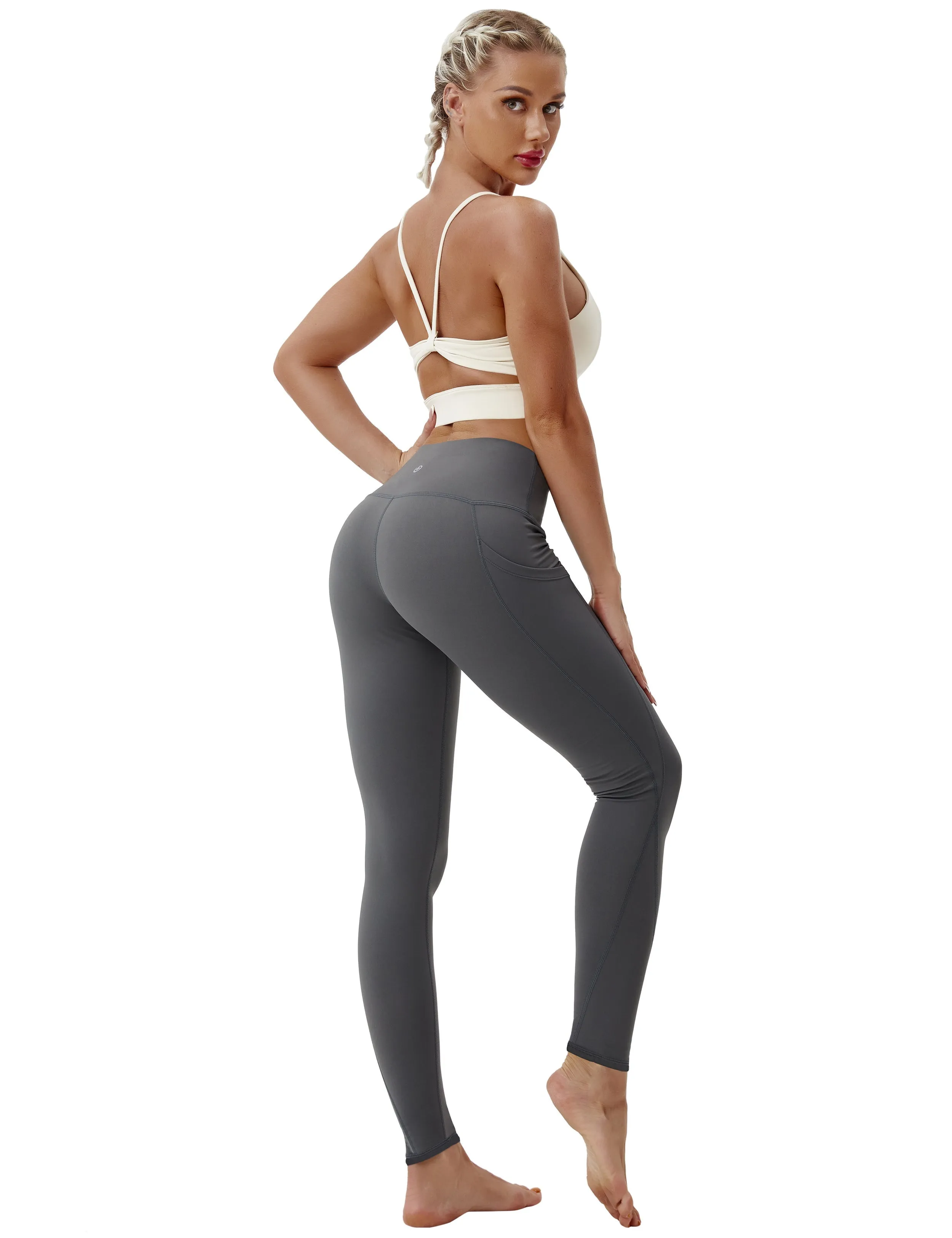 High Waist Side Pockets Yoga Pants shadowcharcoal ins_yoga