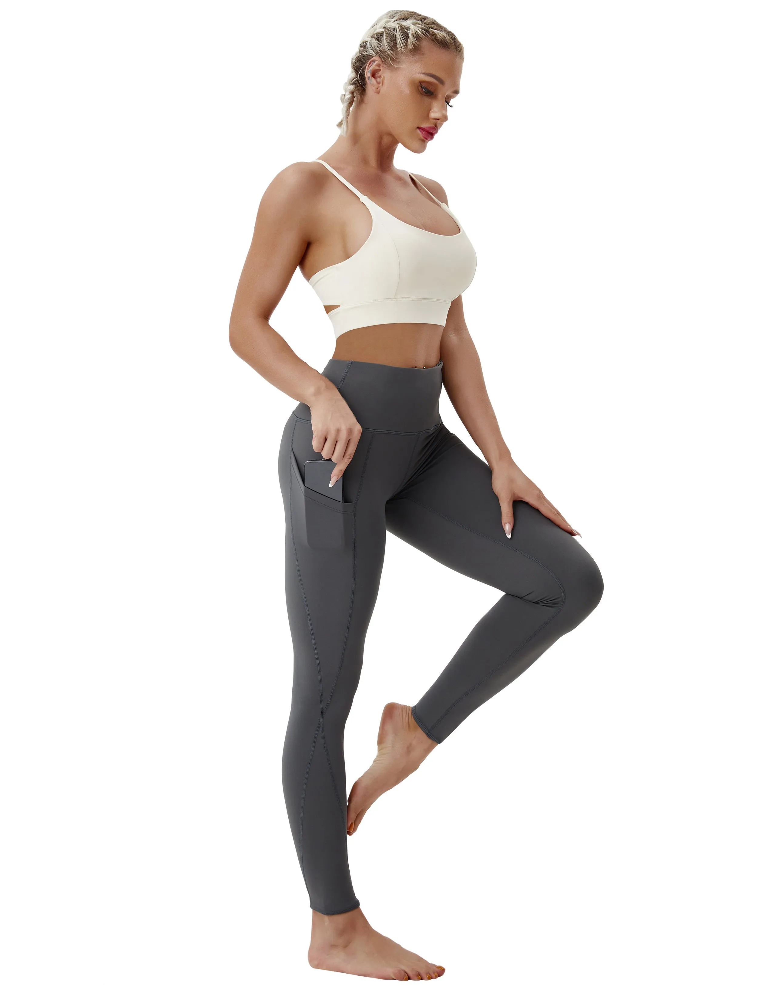 High Waist Side Pockets Yoga Pants shadowcharcoal ins_yoga