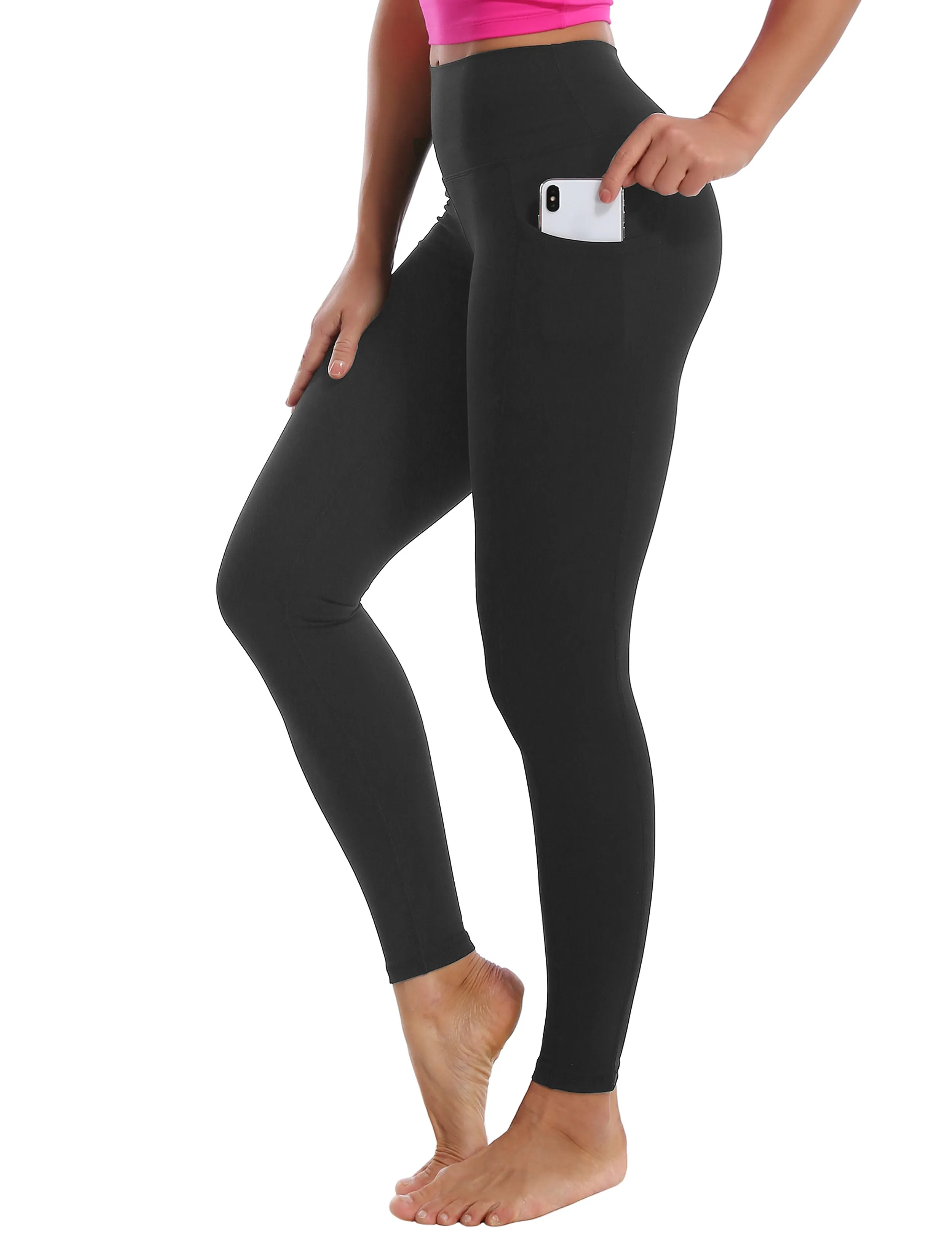 High Waisted Golf Pants 7/8 Length Leggings with Pockets charcoalgrey_Golf
