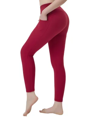 High Waisted Golf Pants 7/8 Length Leggings with Pockets red_Golf