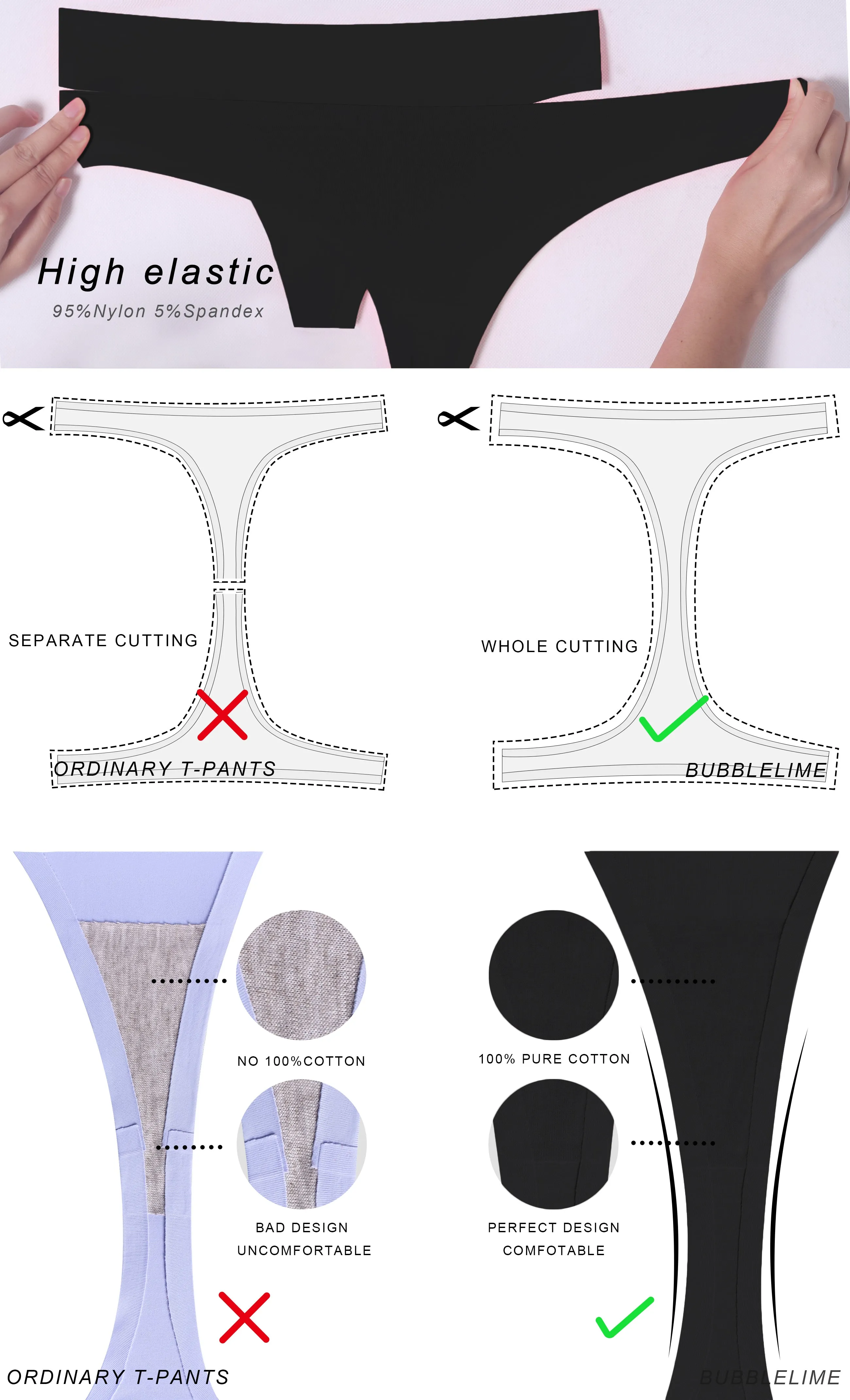 Invisibles Sports Thongs underwear Black_yoga