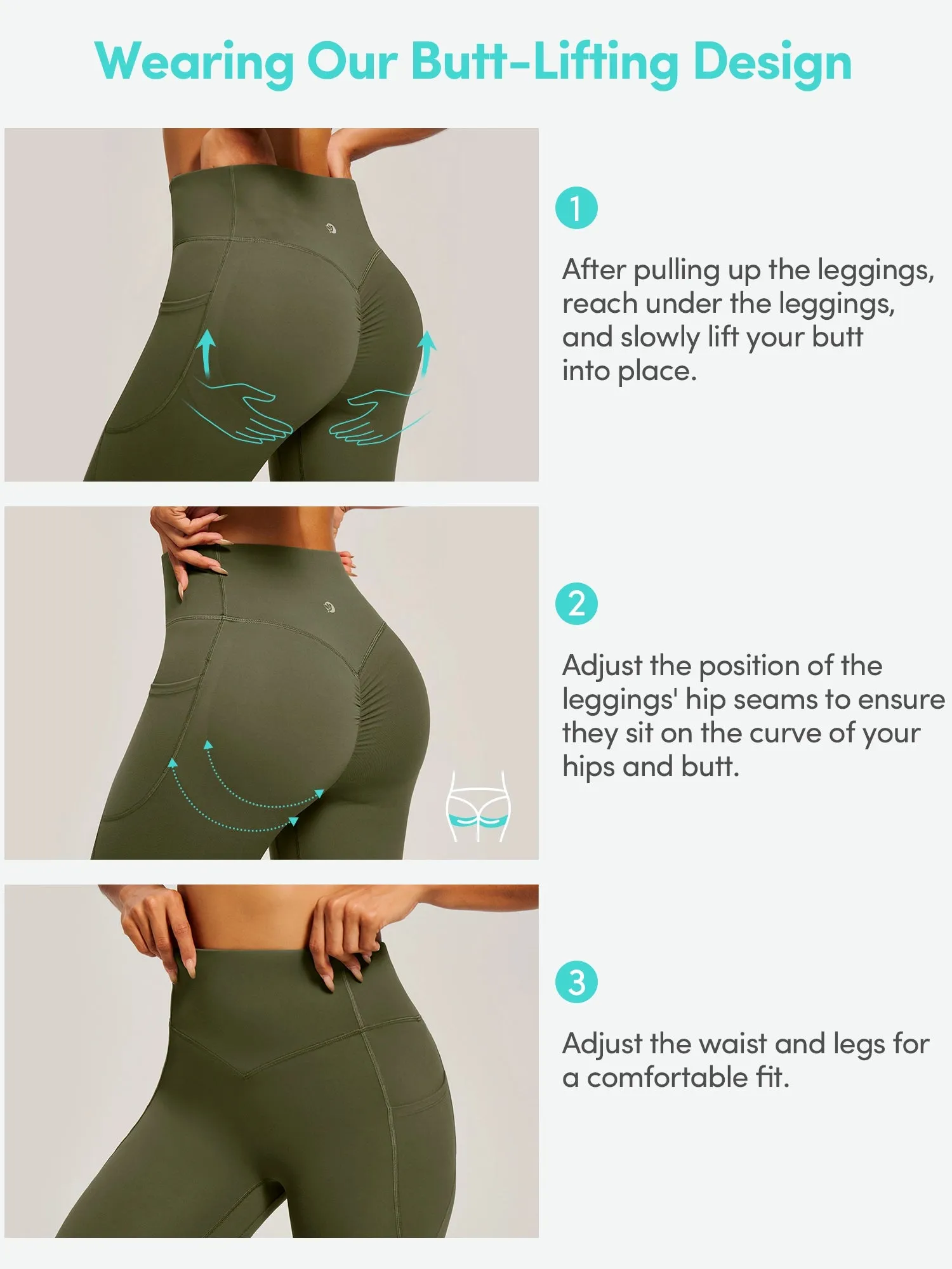 IUGA PowerTight Butt Lifting No Front Seam Leggings With Pockets