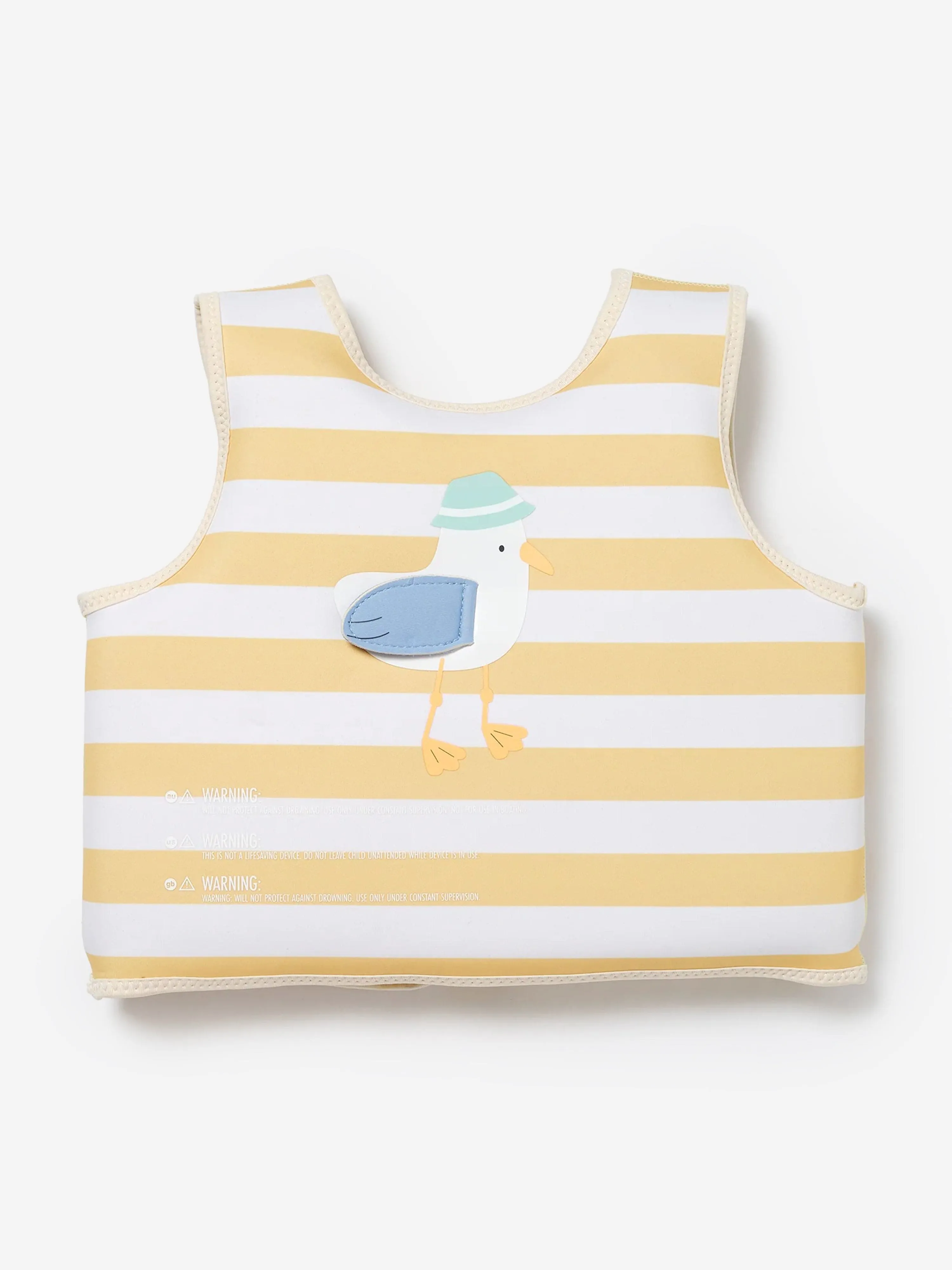 Kids Striped Swim Vest Sid the Seagull in Yellow