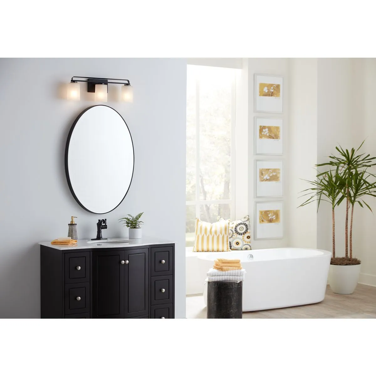 League Collection Three-Light Etched Glass Bath Vanity Light