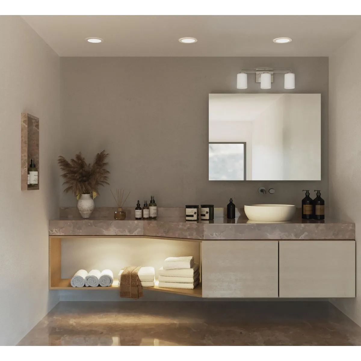 League Collection Three-Light Etched Glass Bath Vanity Light
