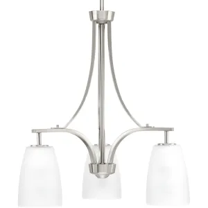 Leap Collection Three-Light Etched Glass Chandelier Light
