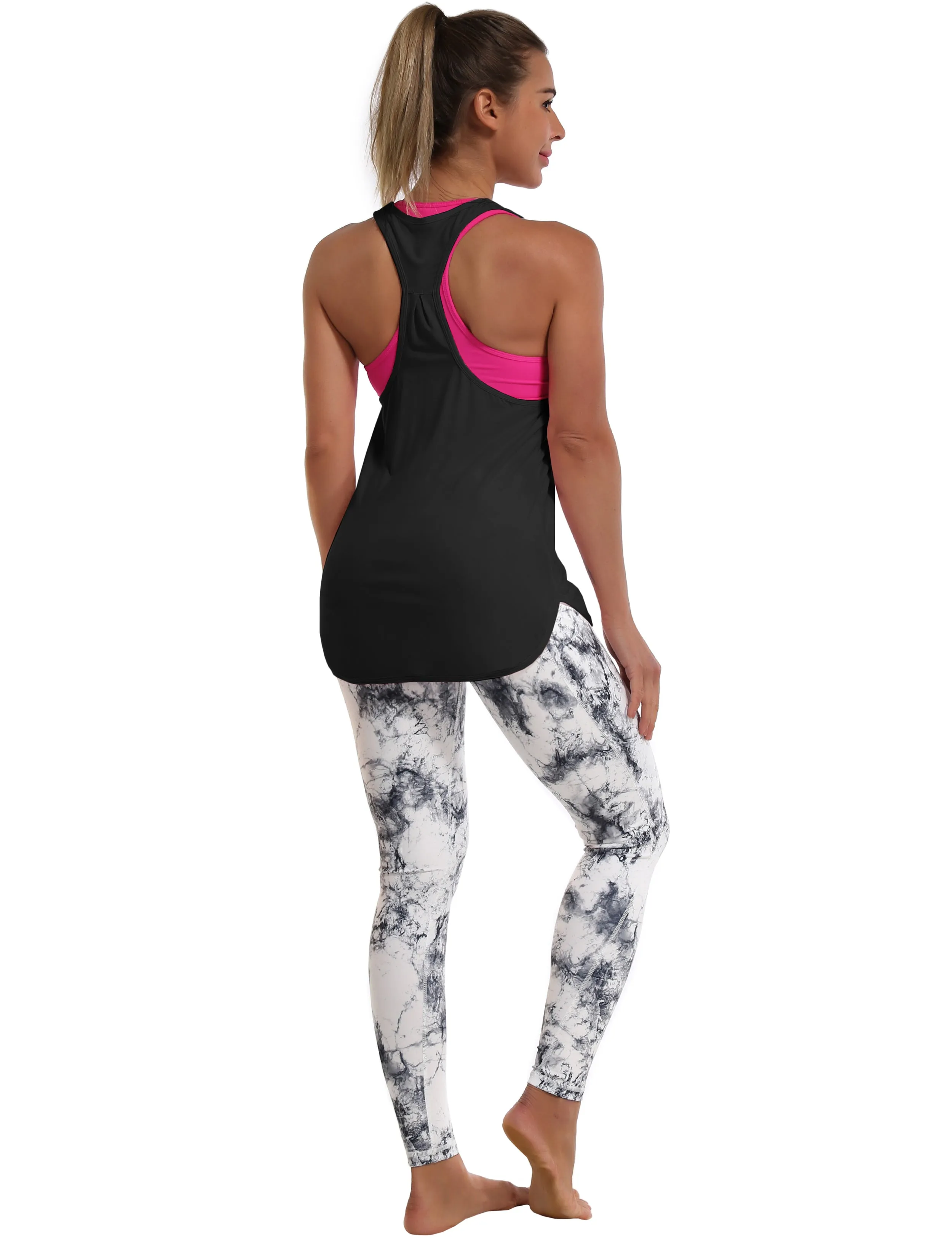 Loose Fit Racerback Tank Top black_Tall Size