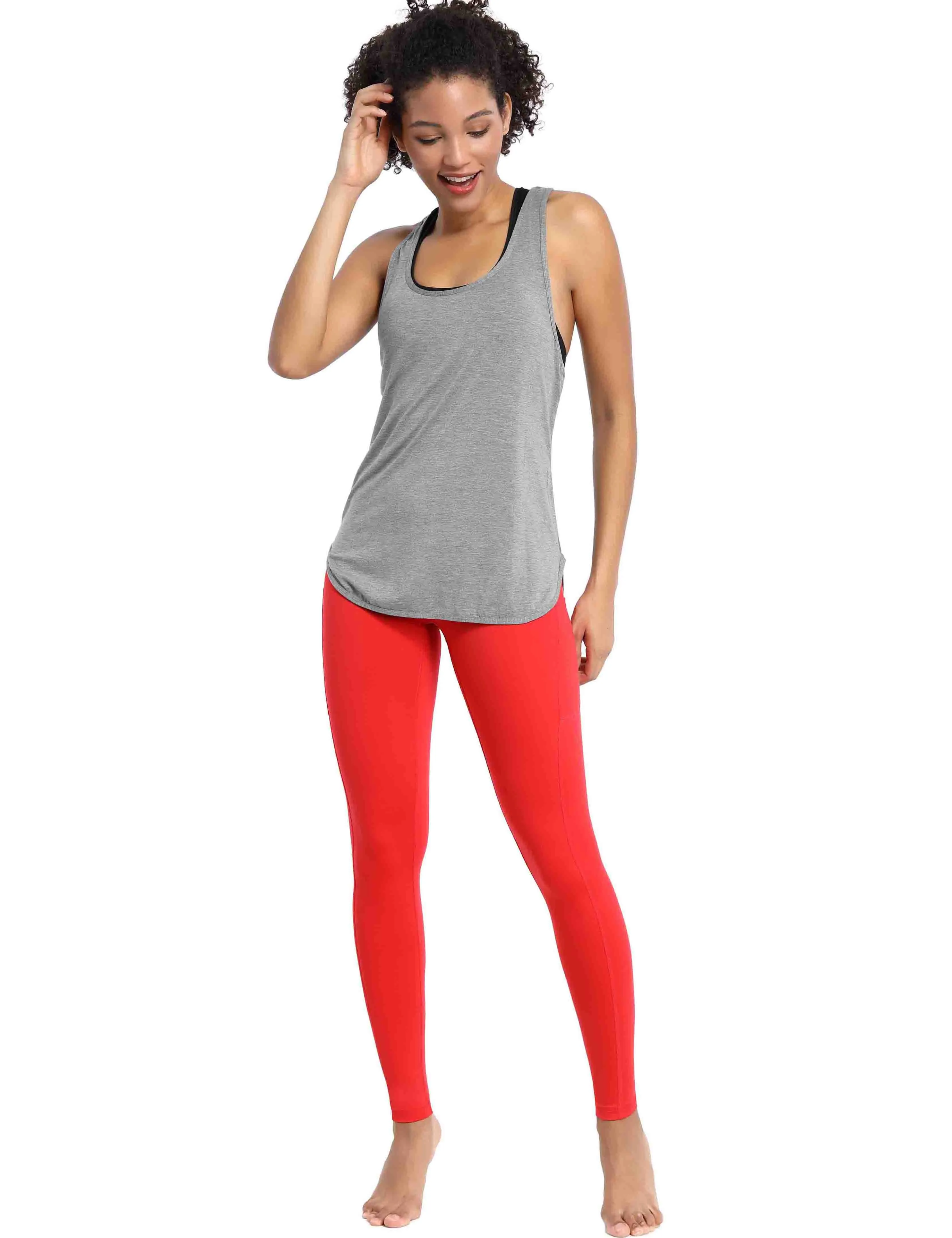 Loose Fit Racerback Tank Top heathergray_Biking