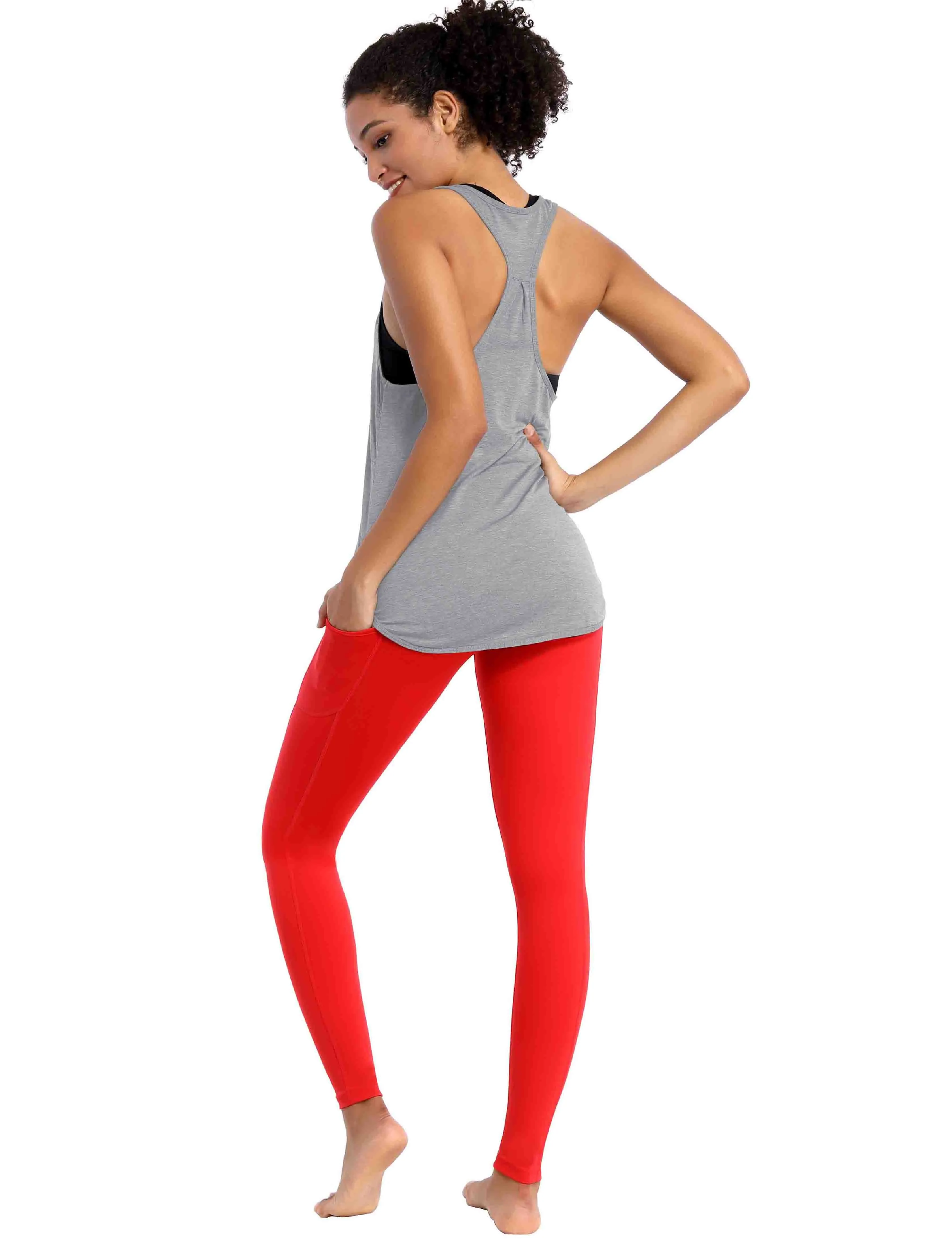 Loose Fit Racerback Tank Top heathergray_Biking