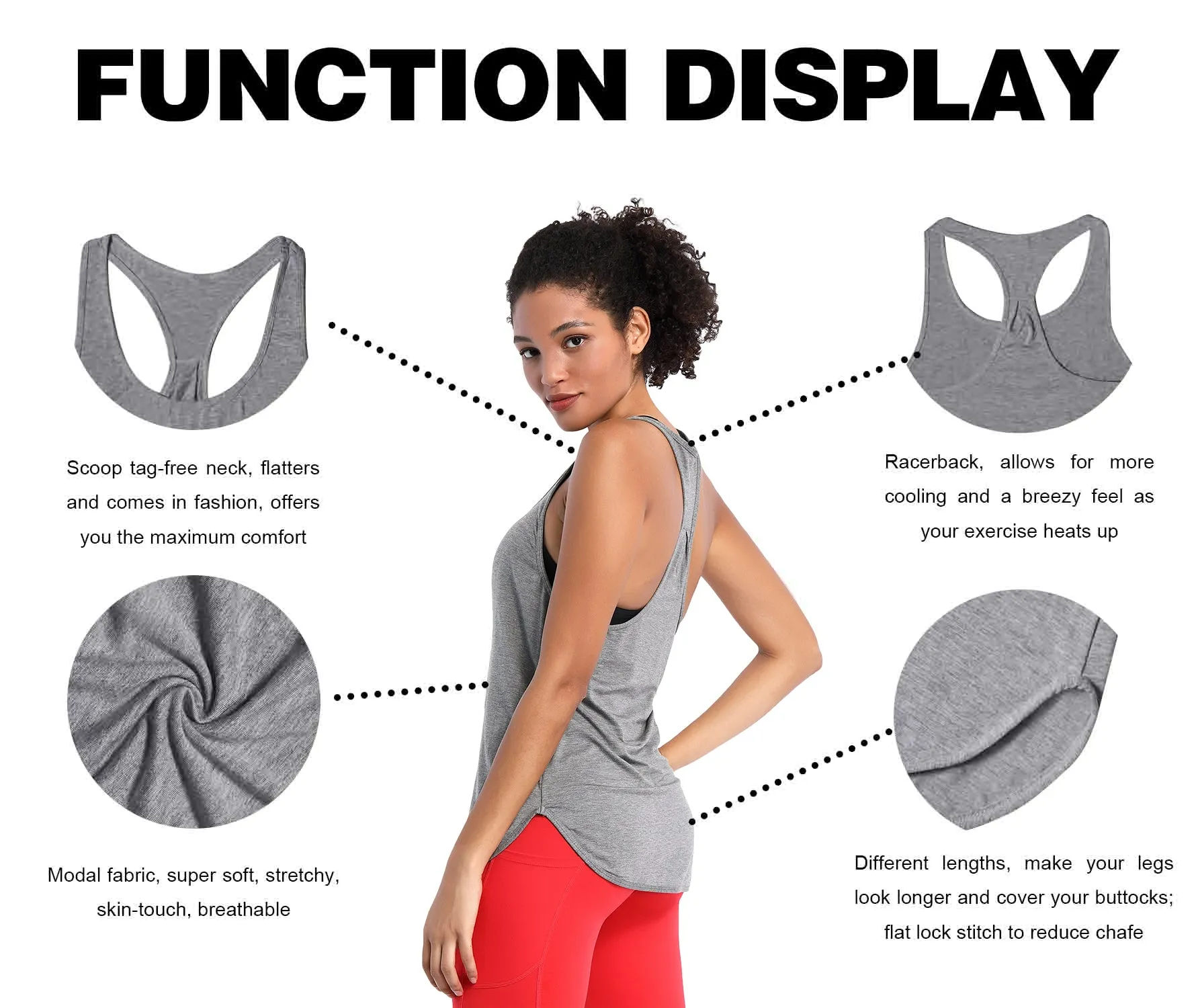 Loose Fit Racerback Tank Top heathergray_Biking