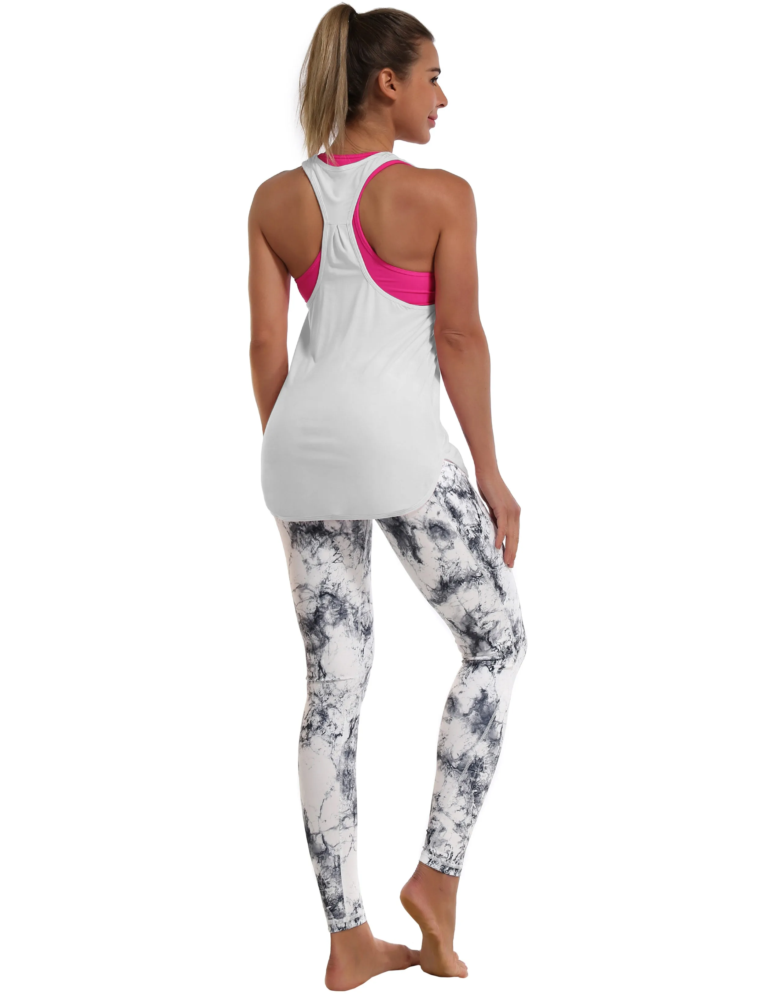 Loose Fit Racerback Tank Top lightgray_Tall Size