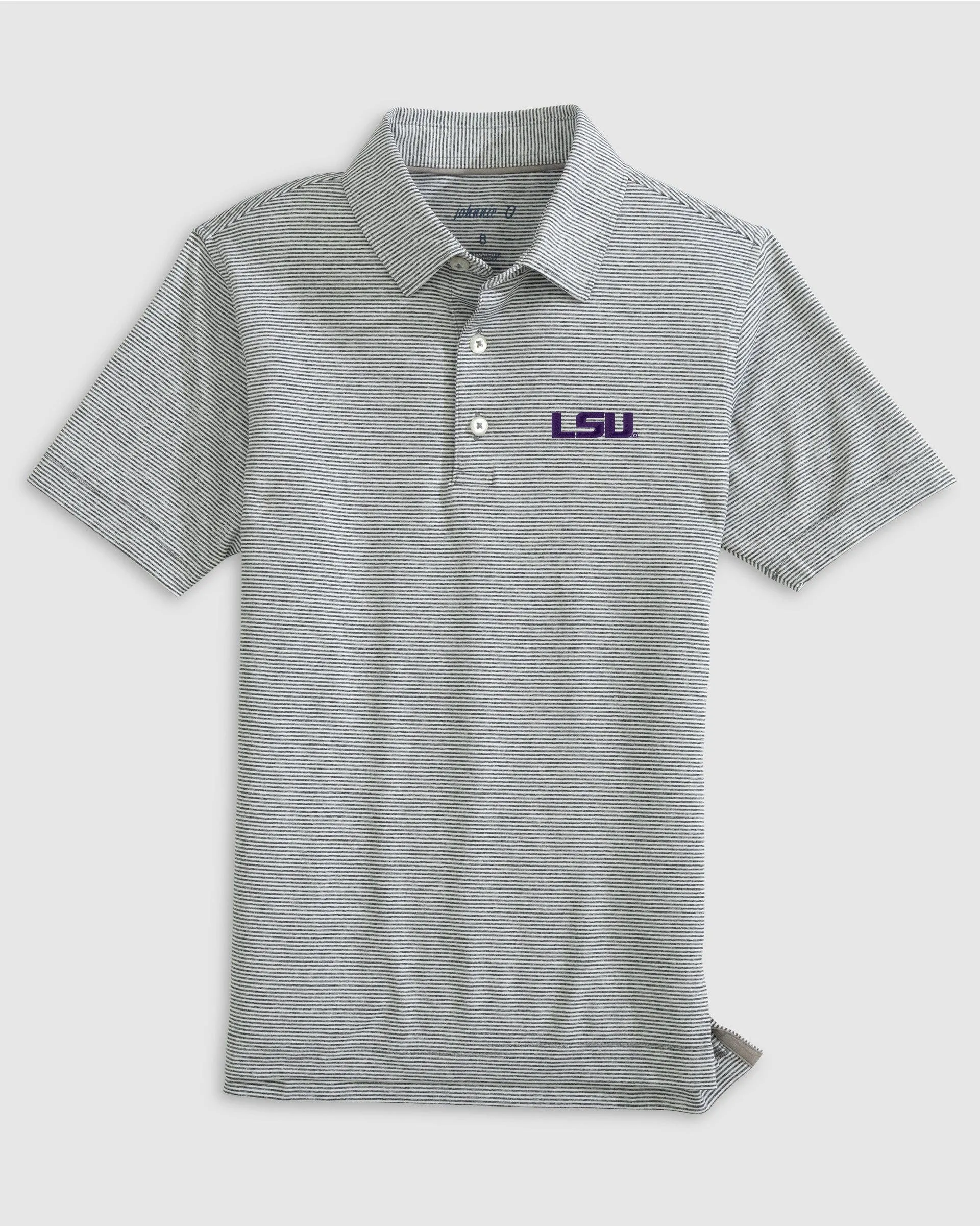 Louisiana State Lyndonn Jr. Striped Jersey Performance Polo