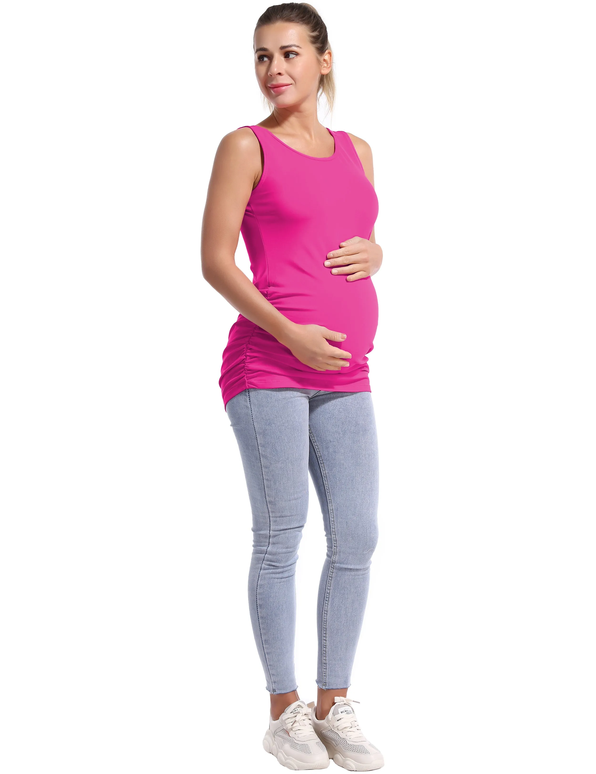 Maternity Side Shirred Tank Top magenta_yoga