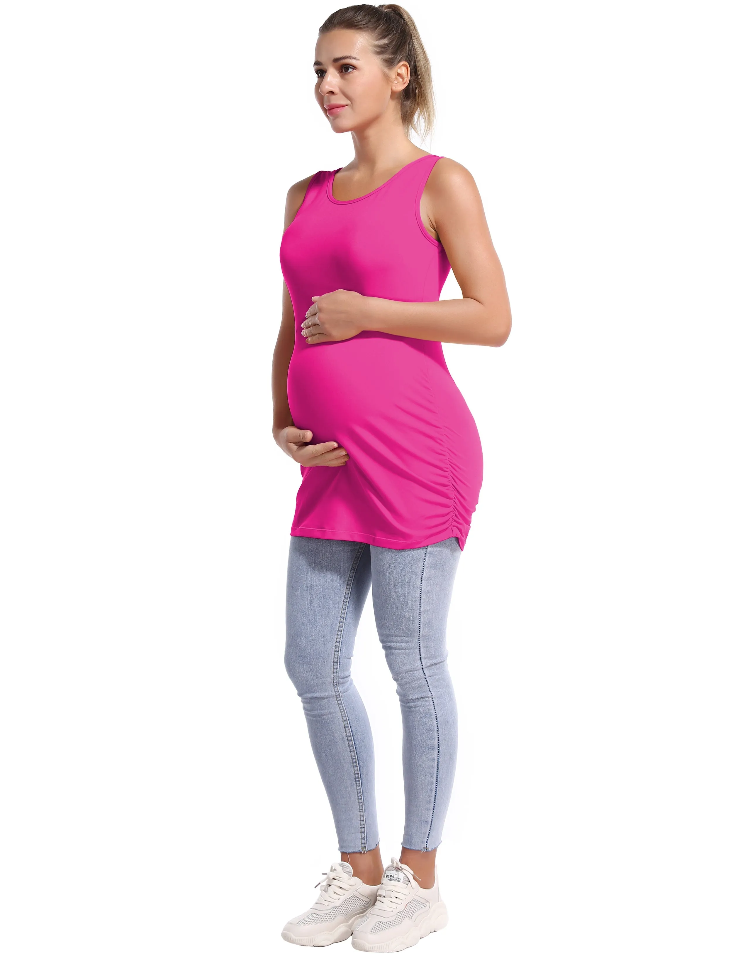 Maternity Side Shirred Tank Top magenta_yoga