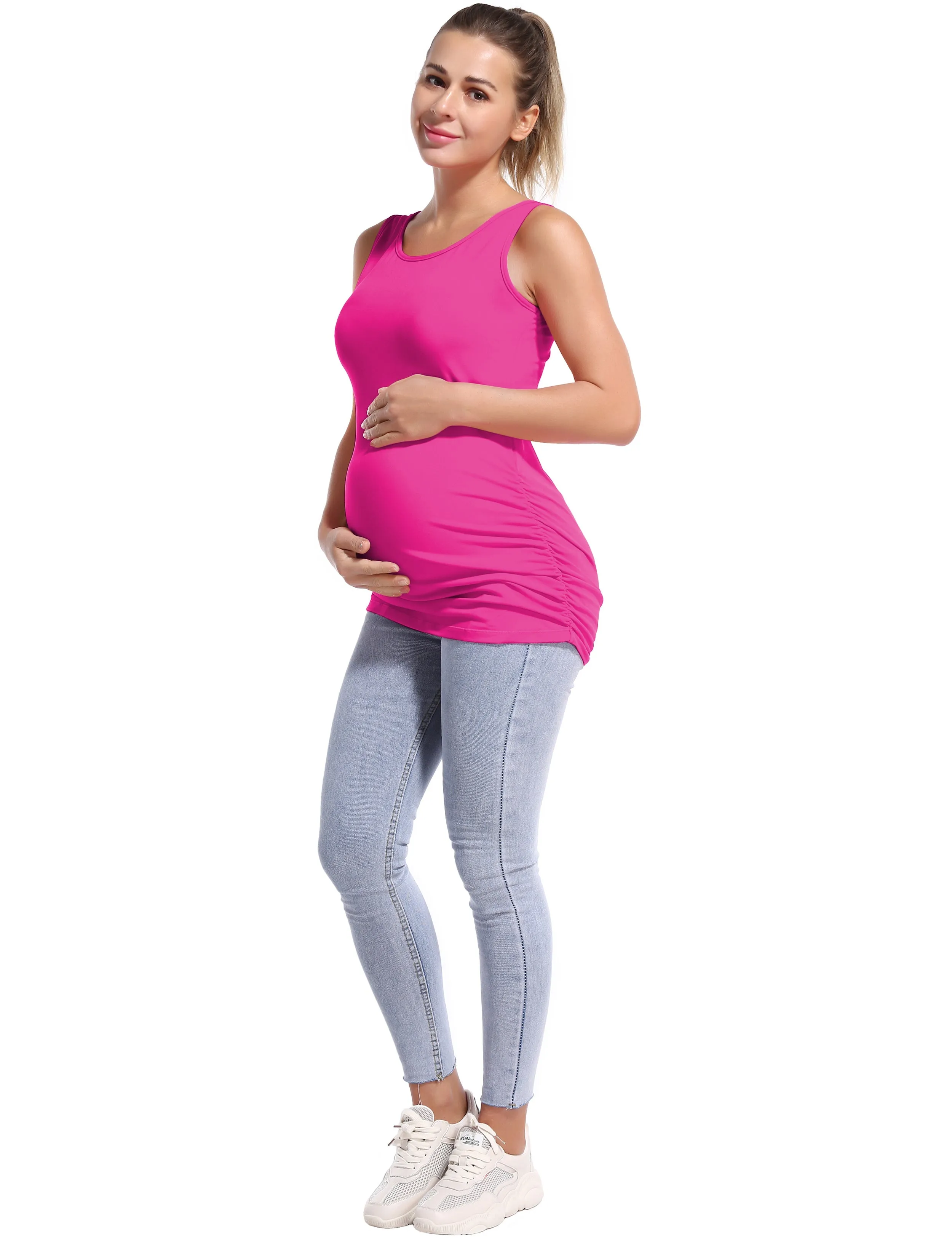 Maternity Side Shirred Tank Top magenta_yoga