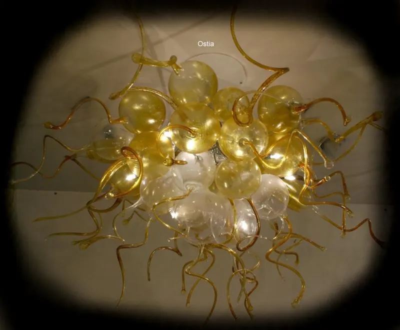 Modern Art Glass Chandelier In Crystal And Gold