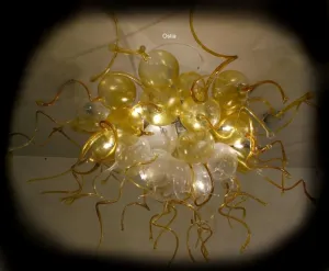 Modern Art Glass Chandelier In Crystal And Gold