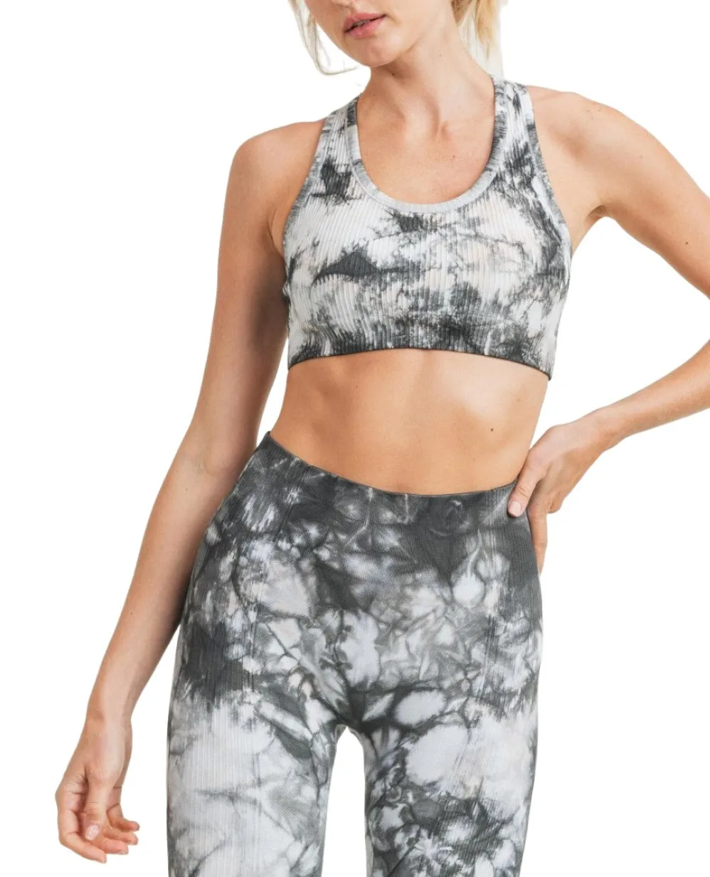 Mono B Glass Tie-Dye Seamless Ribbed Sports Bra AT3001