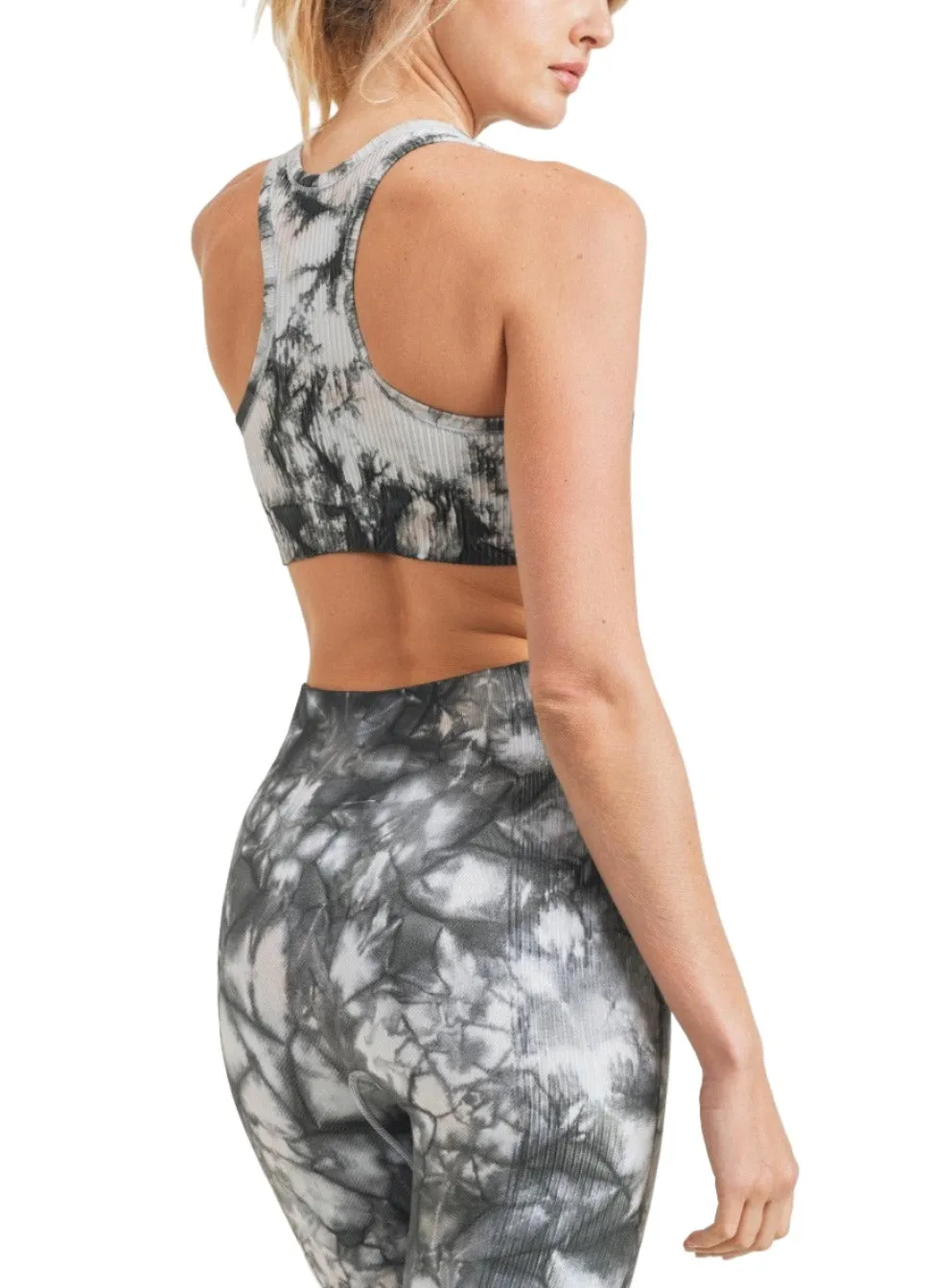Mono B Glass Tie-Dye Seamless Ribbed Sports Bra AT3001