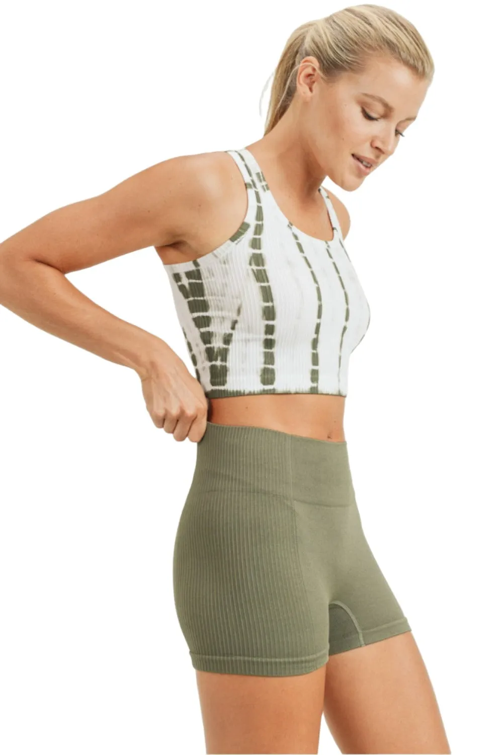 Mono B  Tie-Dye Seamless Ribbed Racer Back Bra AT2997