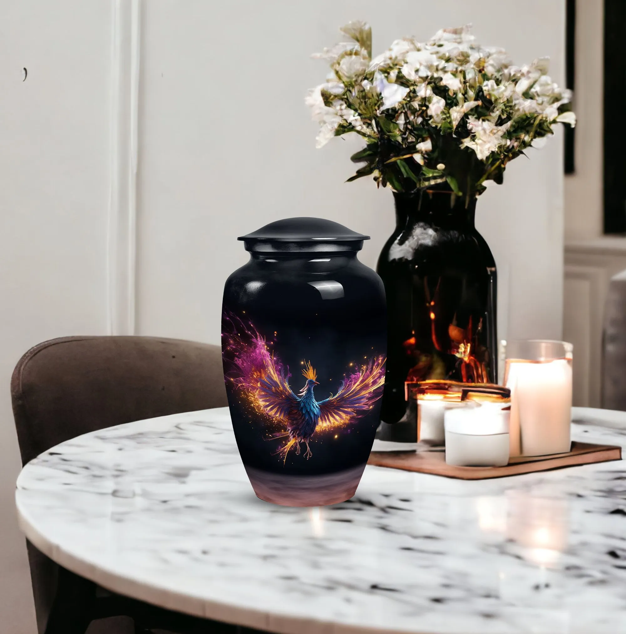 Phoenix Bird With Flame Cremation Urn, Spacious & Lightweight Urn