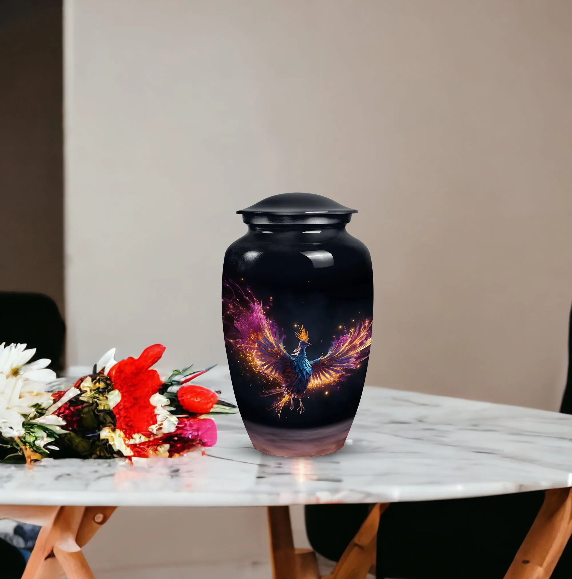 Phoenix Bird With Flame Cremation Urn, Spacious & Lightweight Urn