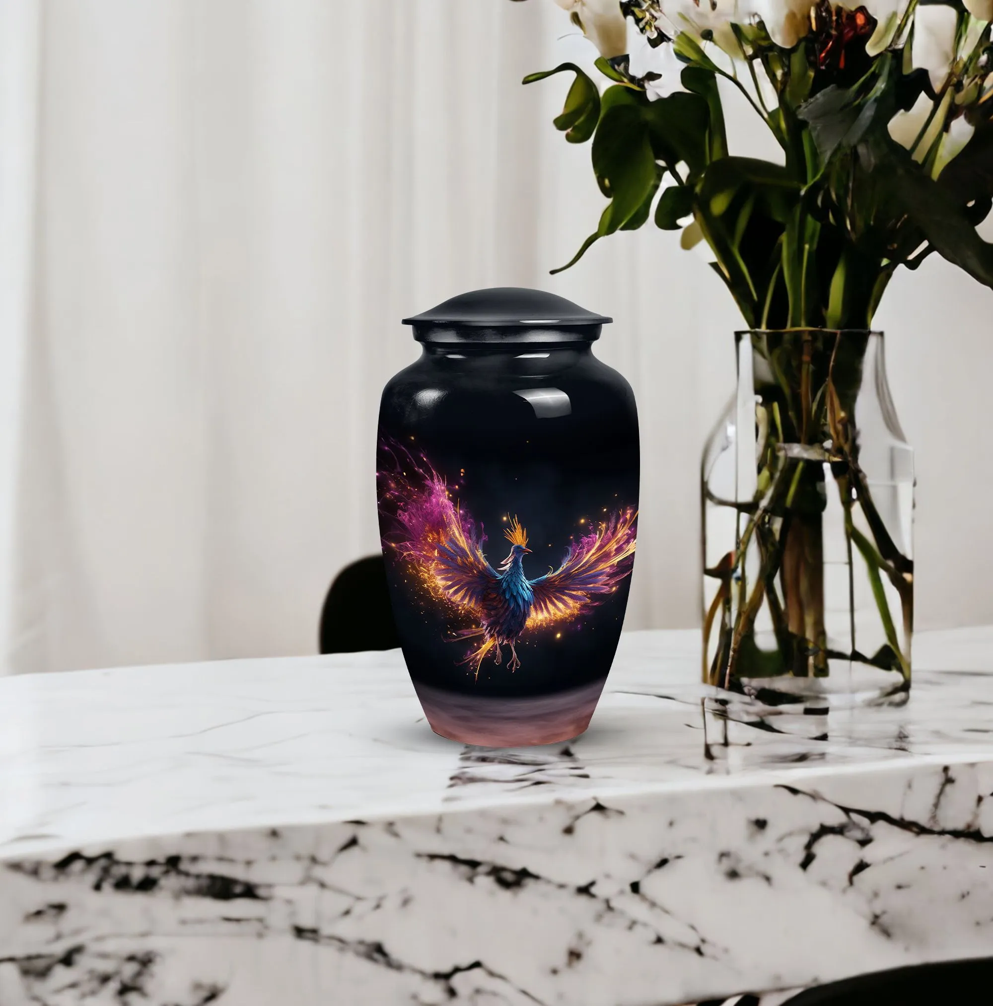 Phoenix Bird With Flame Cremation Urn, Spacious & Lightweight Urn