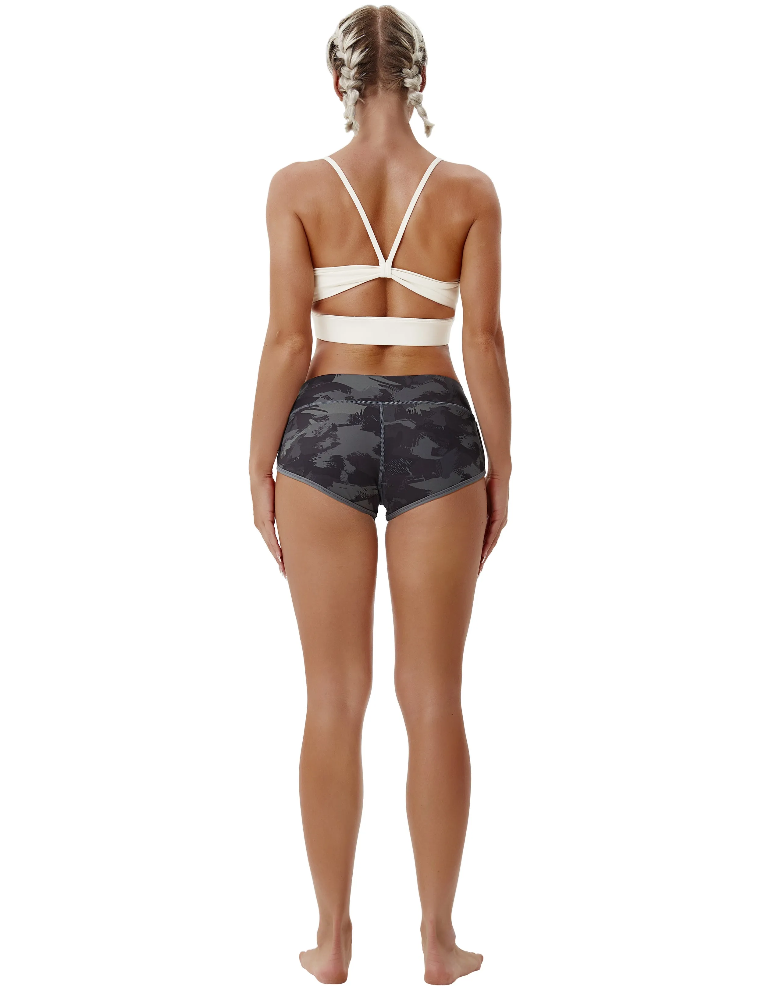 Printed Booty Yoga Shorts dimgray brushcamo_yoga