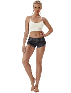 Printed Booty Yoga Shorts dimgray brushcamo_yoga