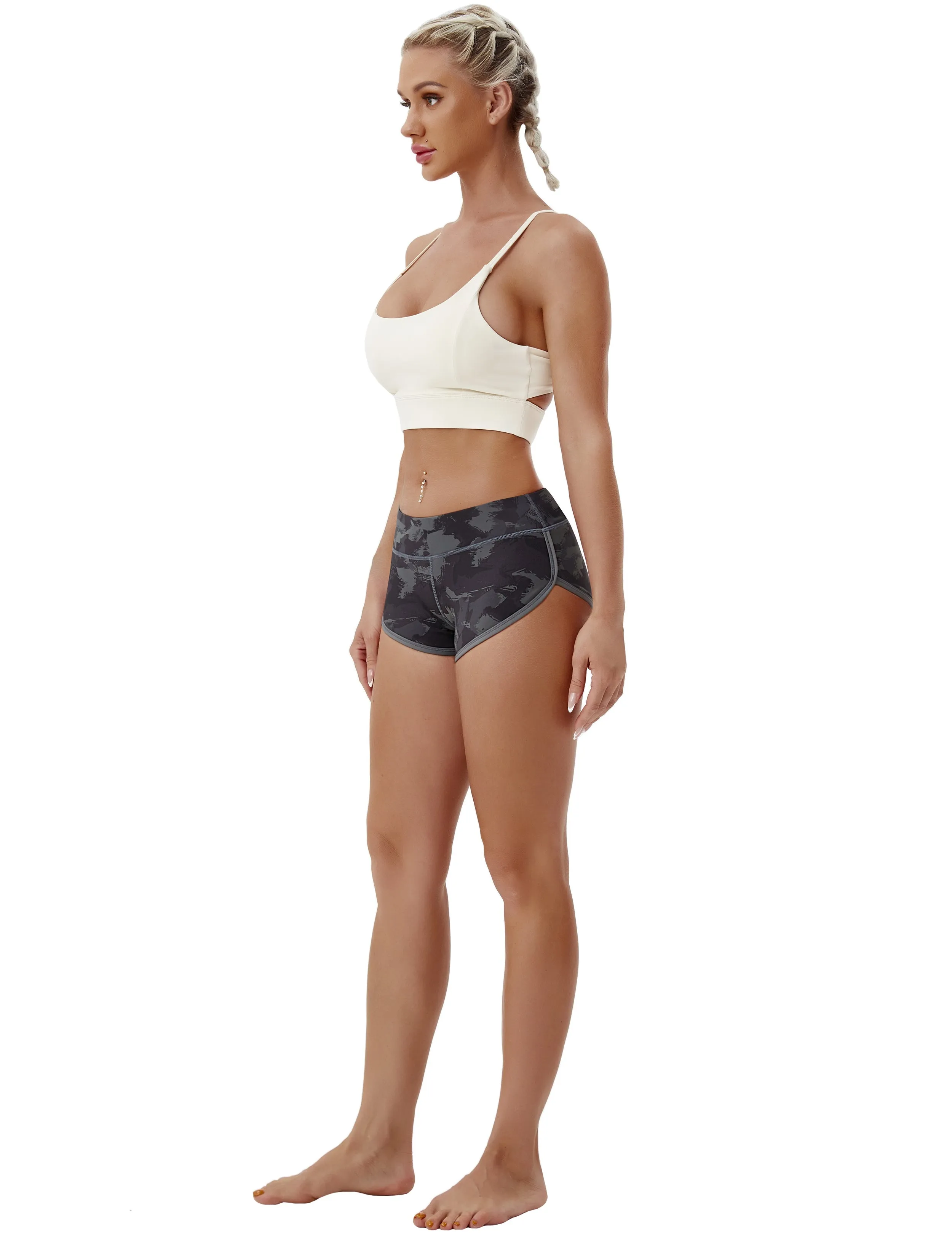 Printed Booty Yoga Shorts dimgray brushcamo_yoga