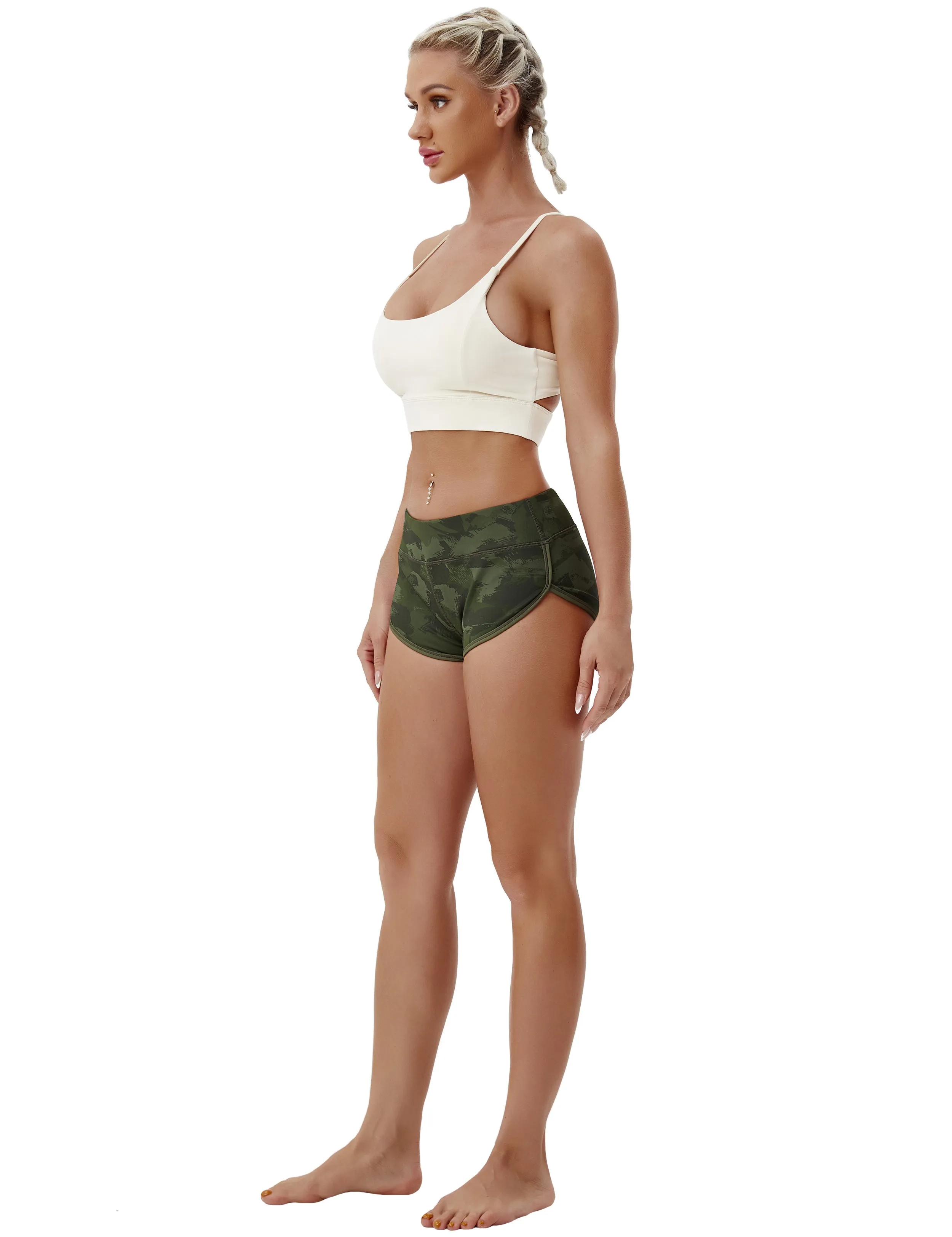 Printed Booty Yoga Shorts green brushcamo_yoga