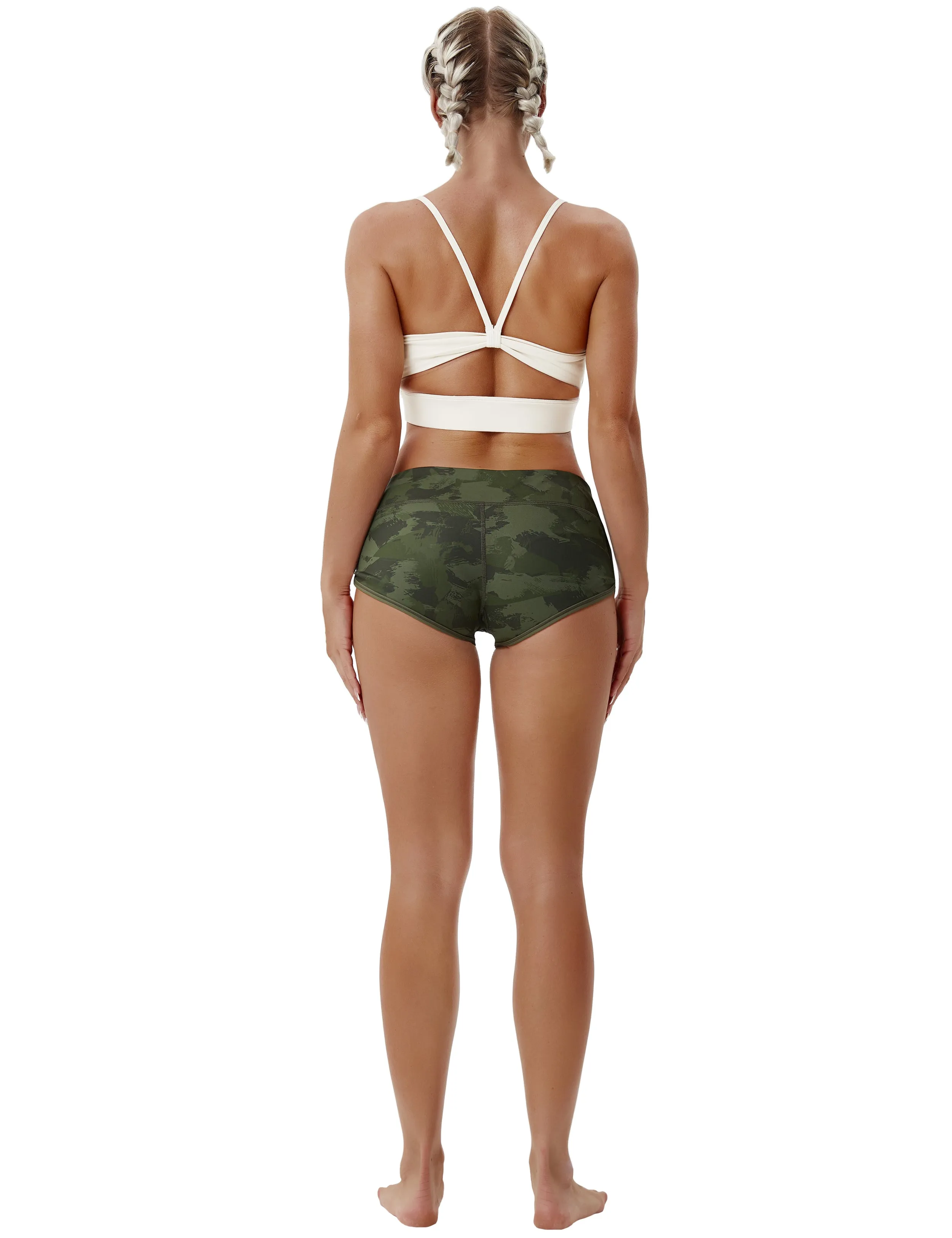 Printed Booty Yoga Shorts green brushcamo_yoga