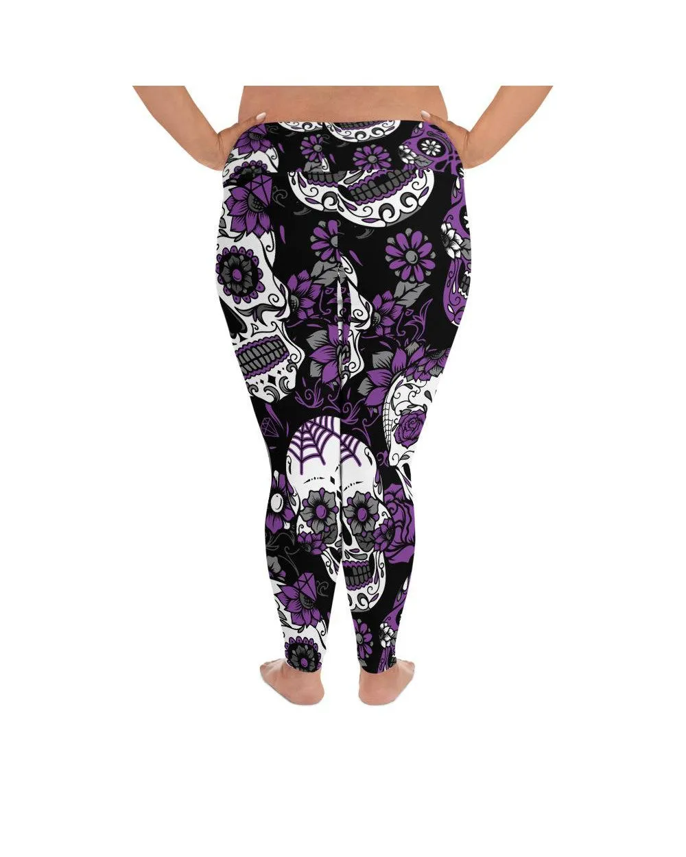 Purple Sugar Skull Plus Size Leggings