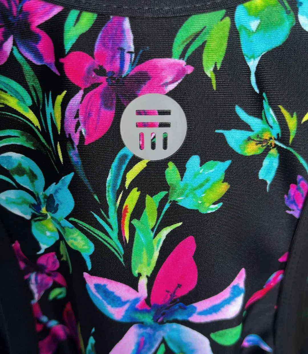 QuikEnergy Kona Tankini Top Night Lilies Print Black