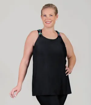 QuikEnergy Kona Tankini Top Night Lilies Print Black